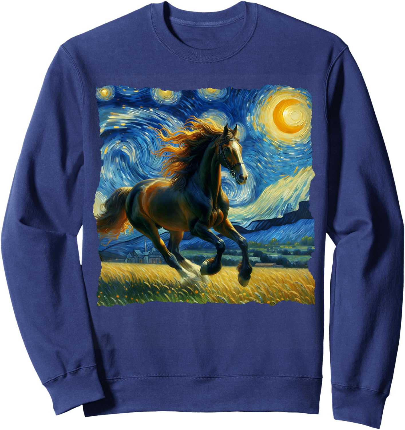 Trakehner Starry Night Trakehner Horse Sweatshirt - Sweatshirt | Navy