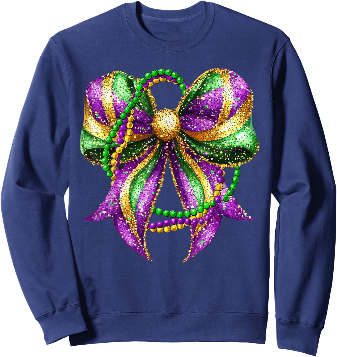 Mardi Gras Festival New Orleans Fleur De Lis Coquette Bow Sweatshirt - Sweatshirt | Navy
