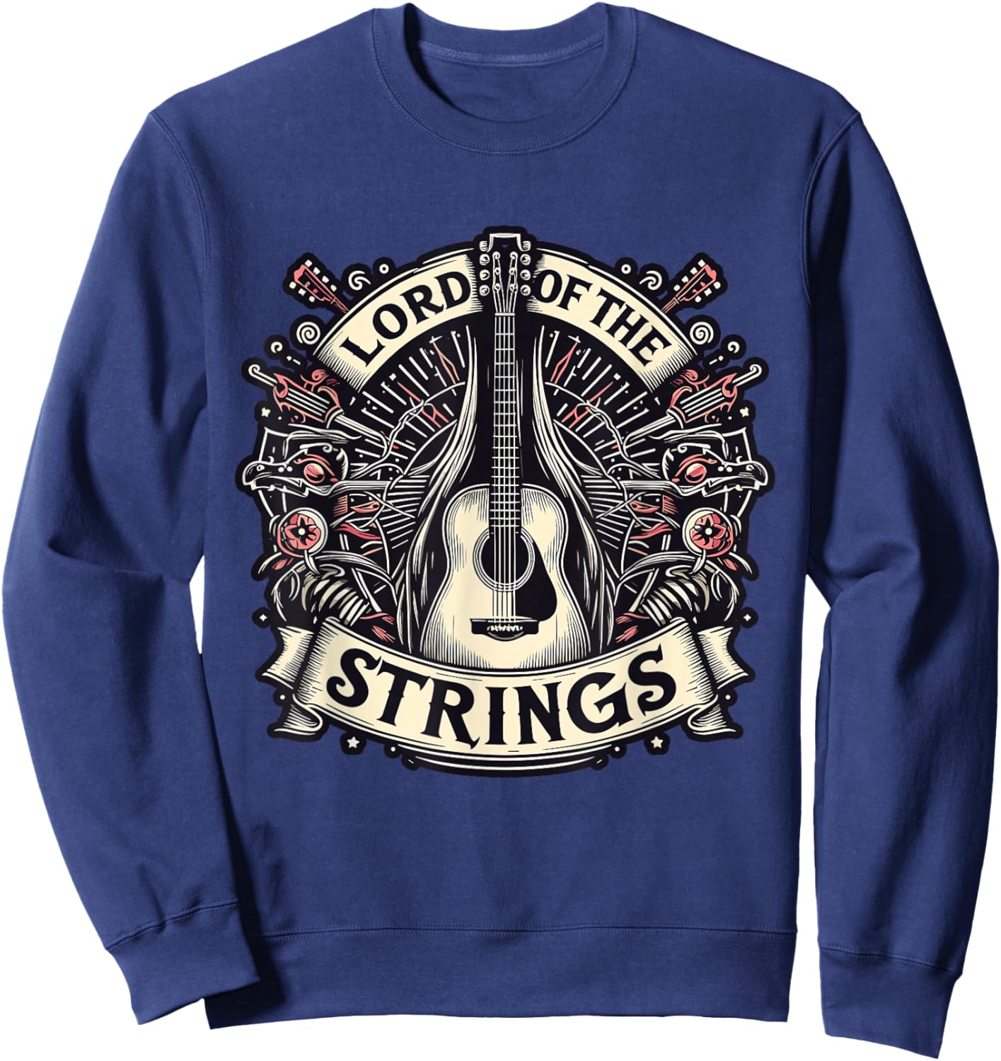 Lord of the Strings Guitar Musician Fantasy Sweatshirt - Sweatshirt | Navy