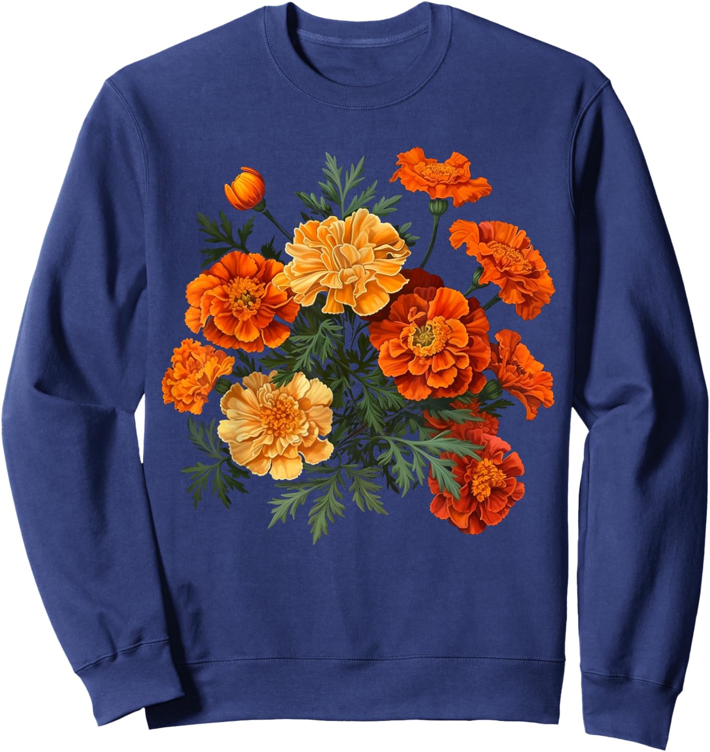 Birth Month Marigold Flower Floral Bouquet Flowers Lovers Sweatshirt - Sweatshirt | Navy