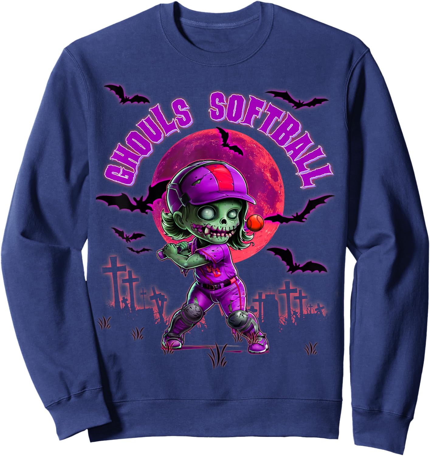Softball Halloween for Girls Trick or Treating Practice Day Sweatshirt - Sweatshirt | Navy
