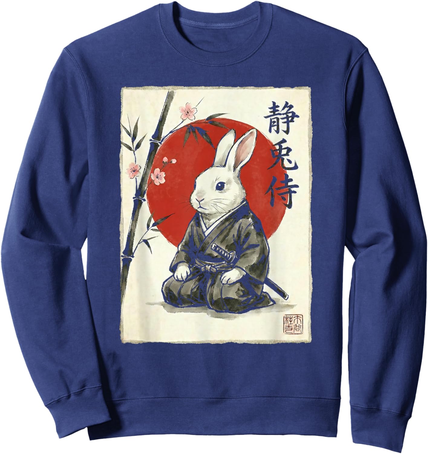 Rabbit Samurai Kawaii Japanese Art Sweatshirt - Sweatshirt | Navy