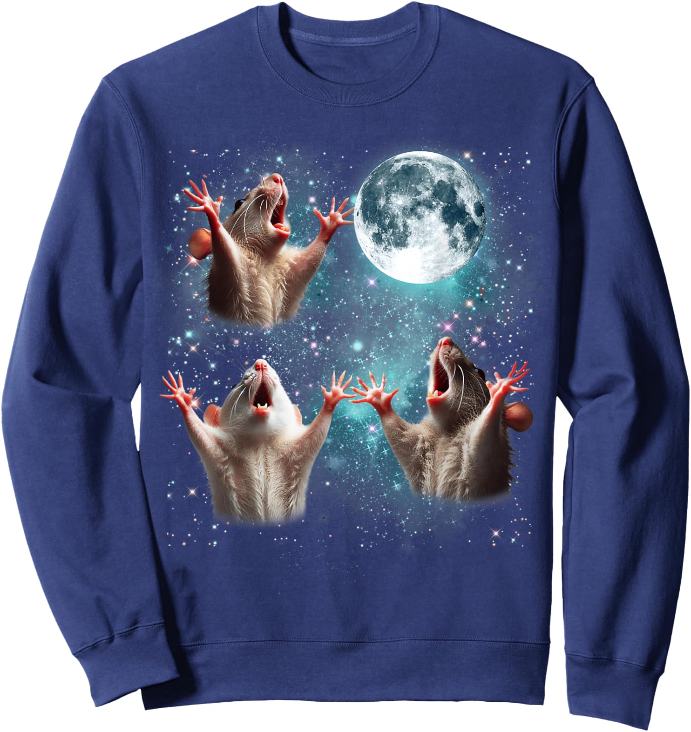 Three Rat Moon Funny 3 Rat Meme Gift Men Wonen Kid Sweatshirt - Sweatshirt | Navy