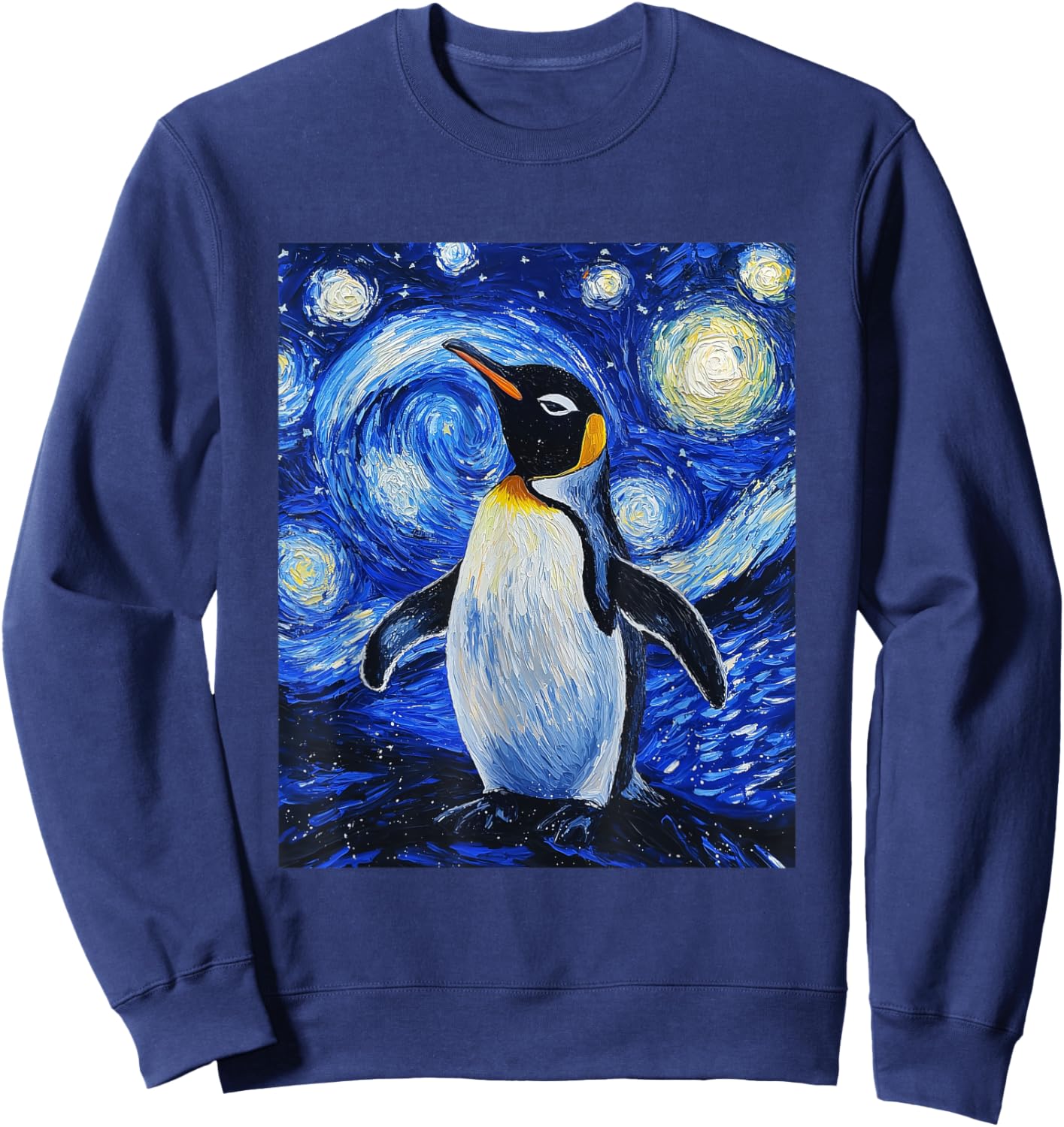 Penguin Bird - Van Gogh Style - Starry Night Sweatshirt - Sweatshirt | Navy