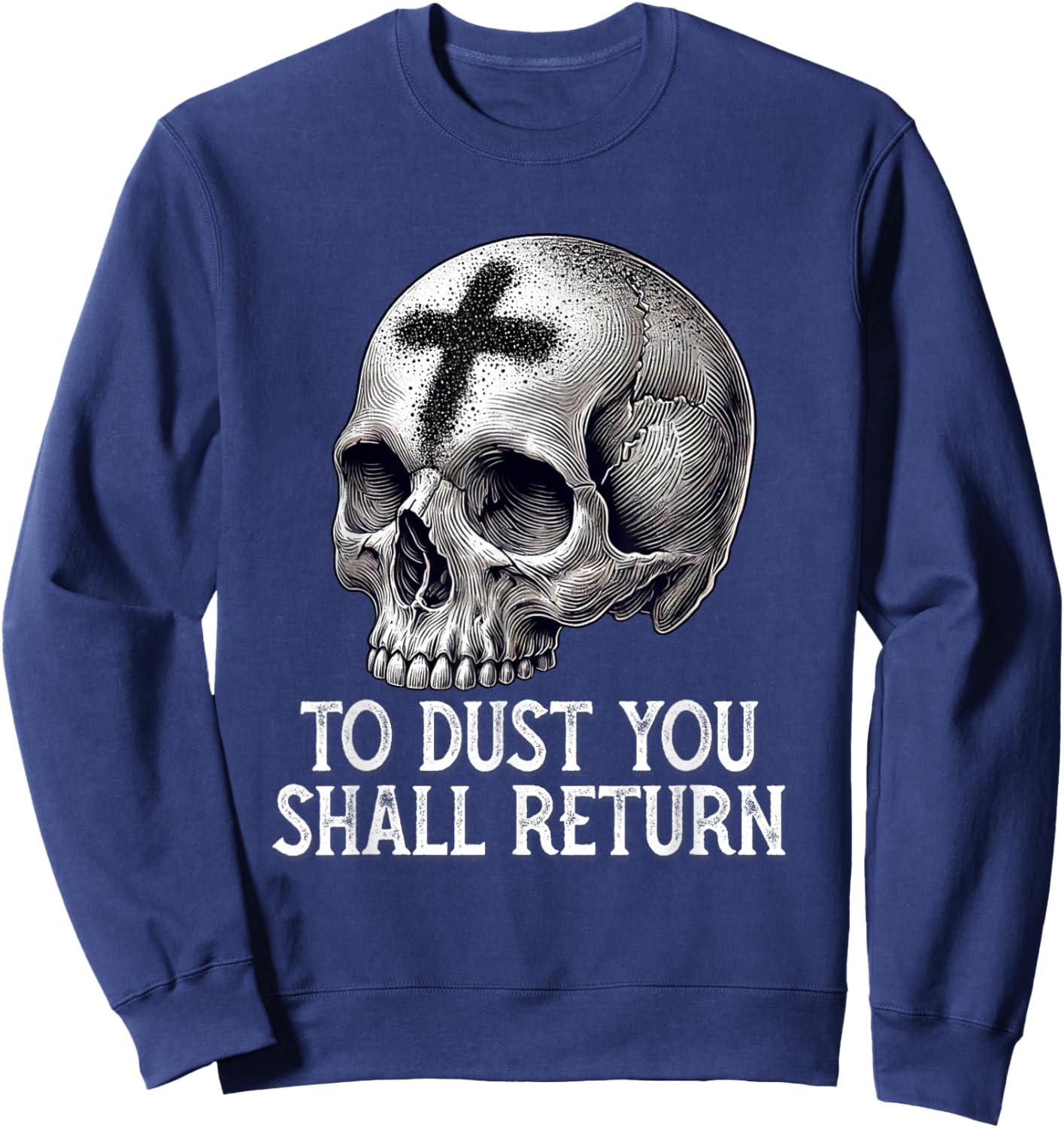 Memento Mori Catholic Crucifix Traditional Latin Mass Skull Sweatshirt - Sweatshirt | Navy