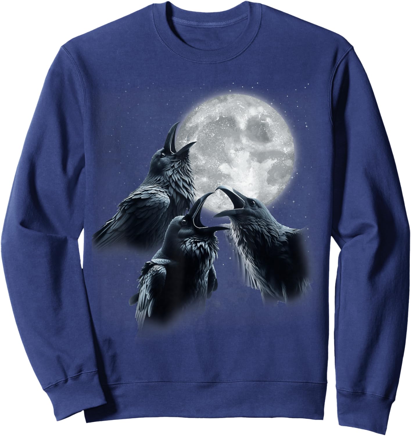 3 Black Raven Howling At The Moon Funny Crow Raven Bird Kids Sweatshirt - Sweatshirt | Navy