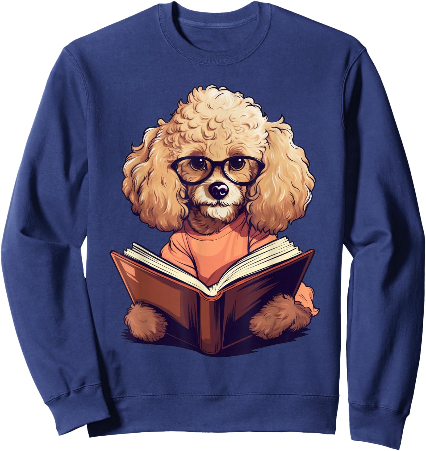 Cute Dog Poodle Reading Book Sweatshirt - Sweatshirt | Navy
