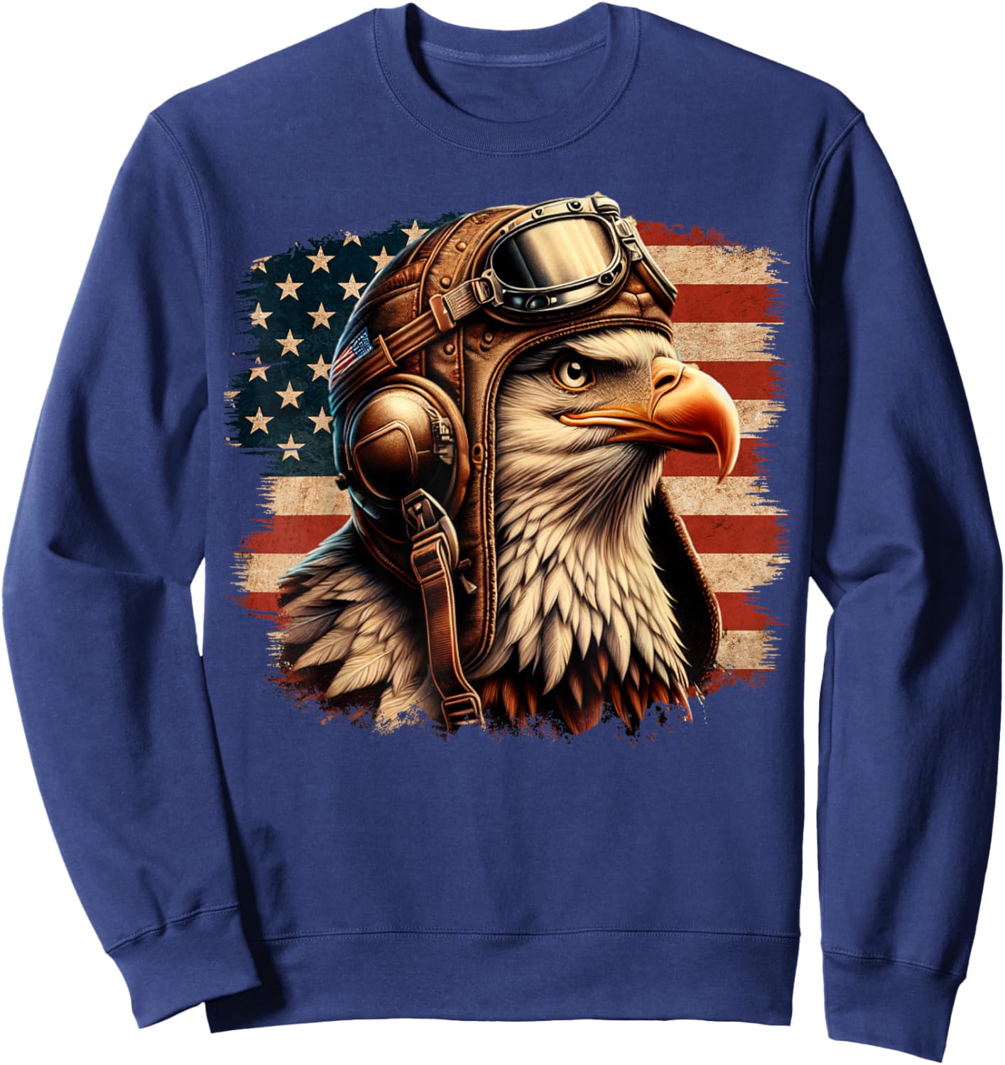 4th of July Patriotic American Shirt Eagle Fighter Pilot Women Kids Men Sweatshirt - Sweatshirt | Navy
