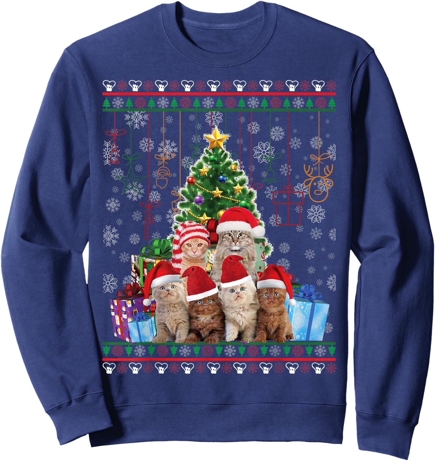 Cat Christmas Funny Ugly Women Men Merry Gift Small Sweatshirt - Sweatshirt | Navy
