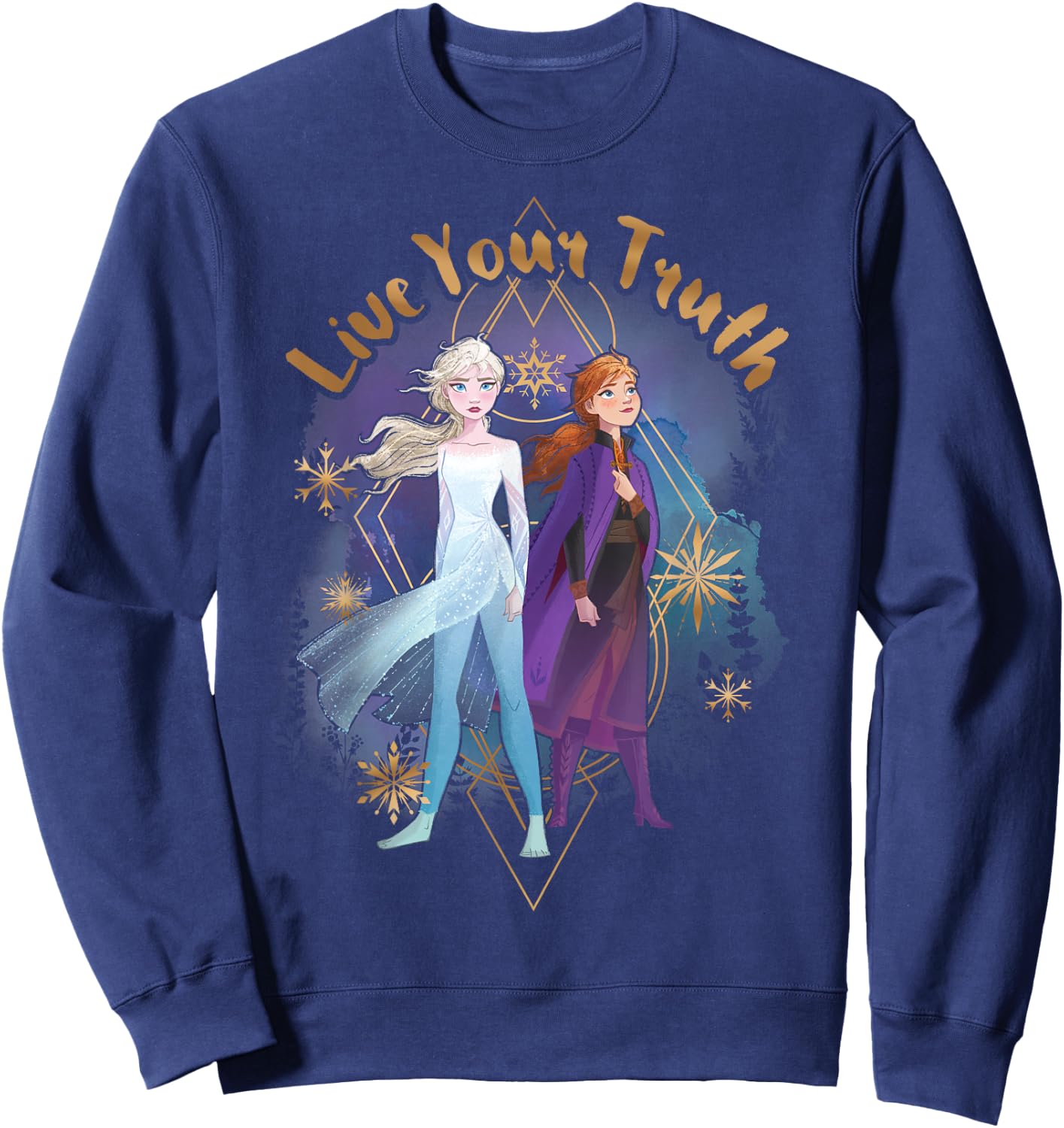 Disney Frozen 2 Elsa Anna Live Your Truth Geometric Portrait Sweatshirt - Sweatshirt | Navy