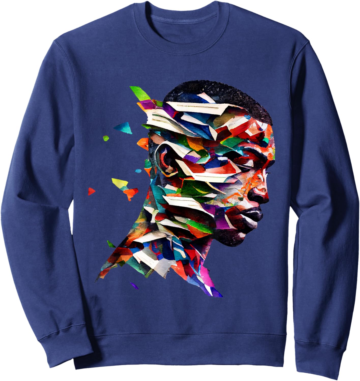 Black Man African Abstract Art Colorful Painting Melanin Fun Sweatshirt - Sweatshirt | Navy