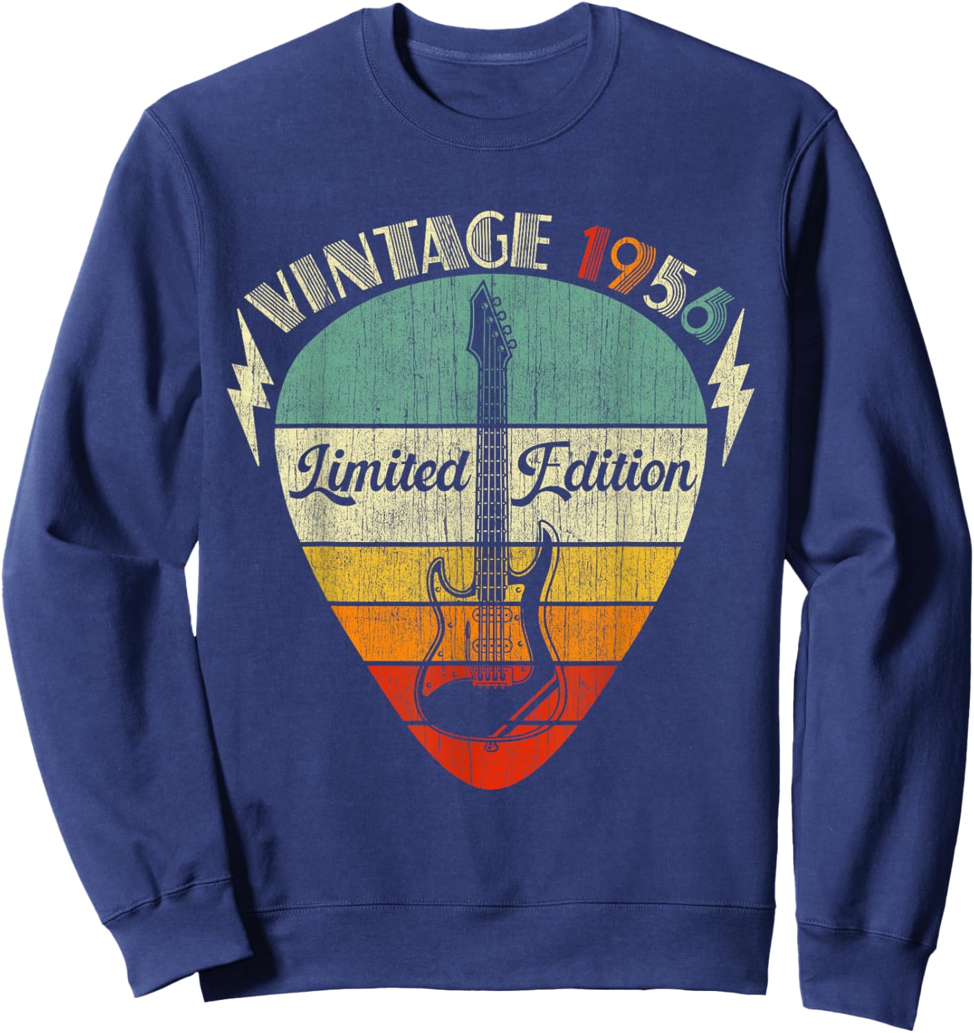 70th Birthday Gifts Vintage 1956 70 Years Old Guitar Lover Sweatshirt - Sweatshirt | Navy