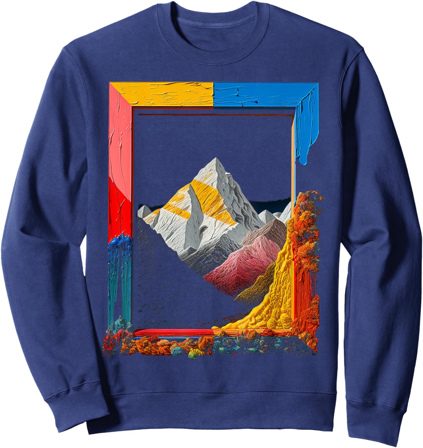 Nature Art Colorful Mountains Graphic Artwork Sweatshirt - Sweatshirt | Navy