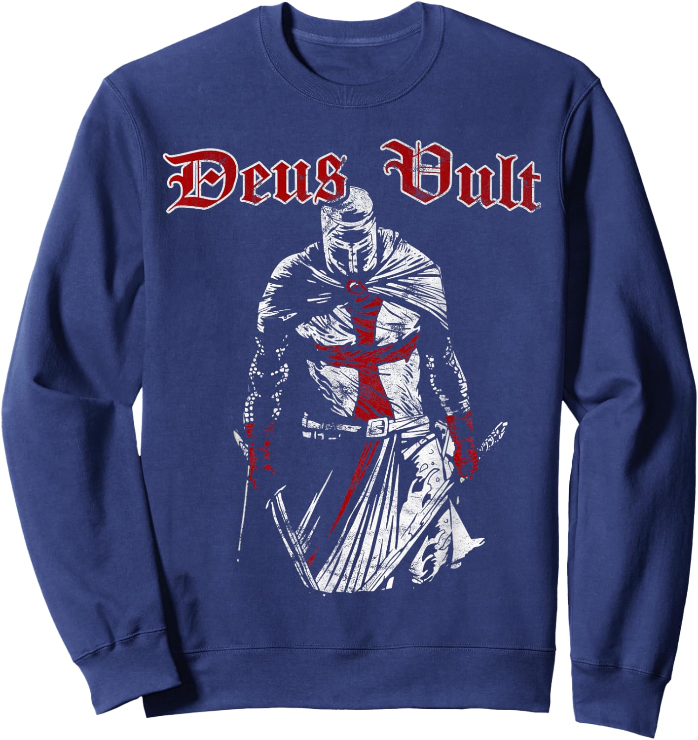 Deus Vult - Knight Templar - Vintage Crusader Sweatshirt - Sweatshirt | Navy