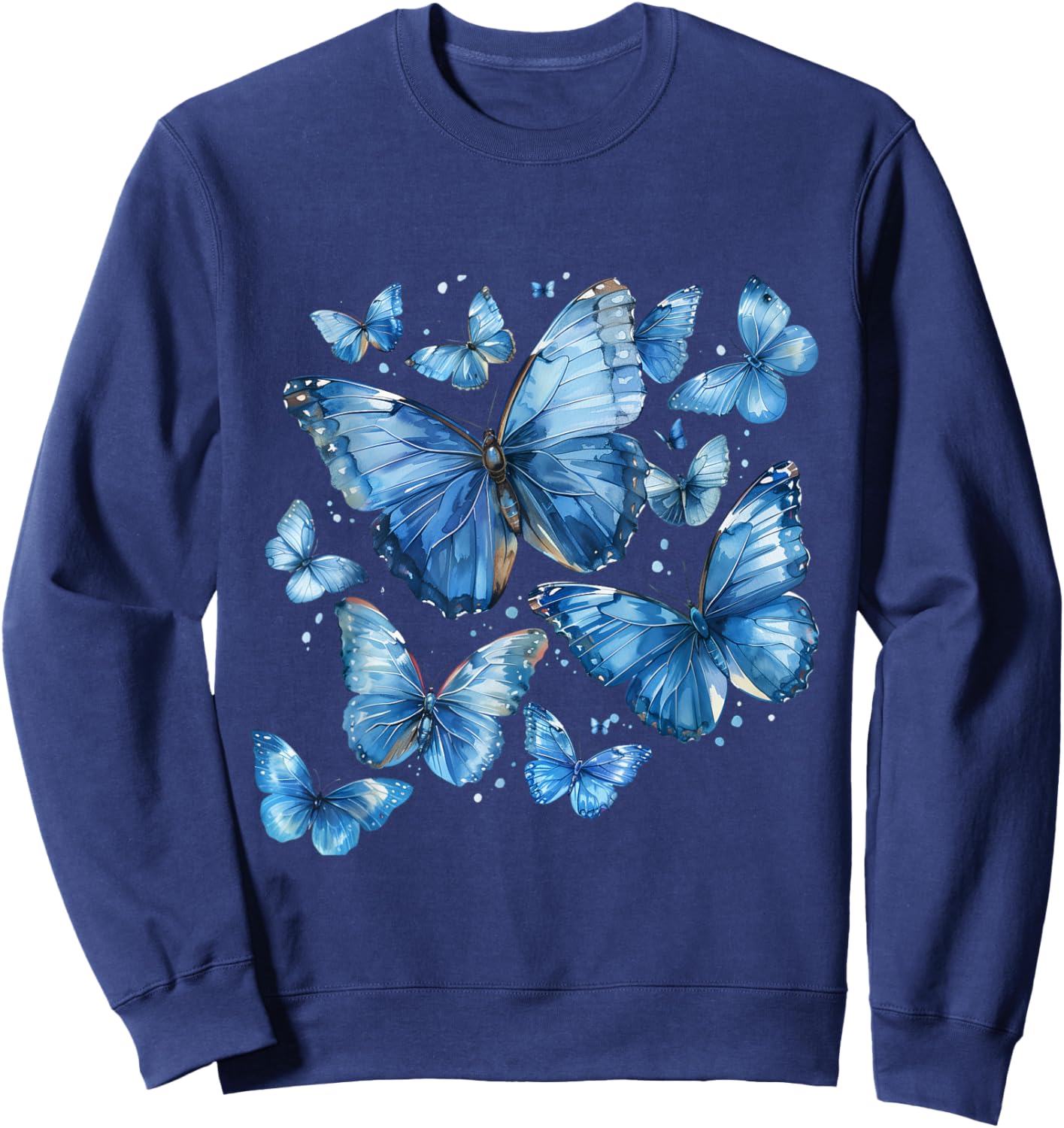 Blue Butterfly gardening Lepidoptera Lover Entomologist Sweatshirt - Sweatshirt | Navy
