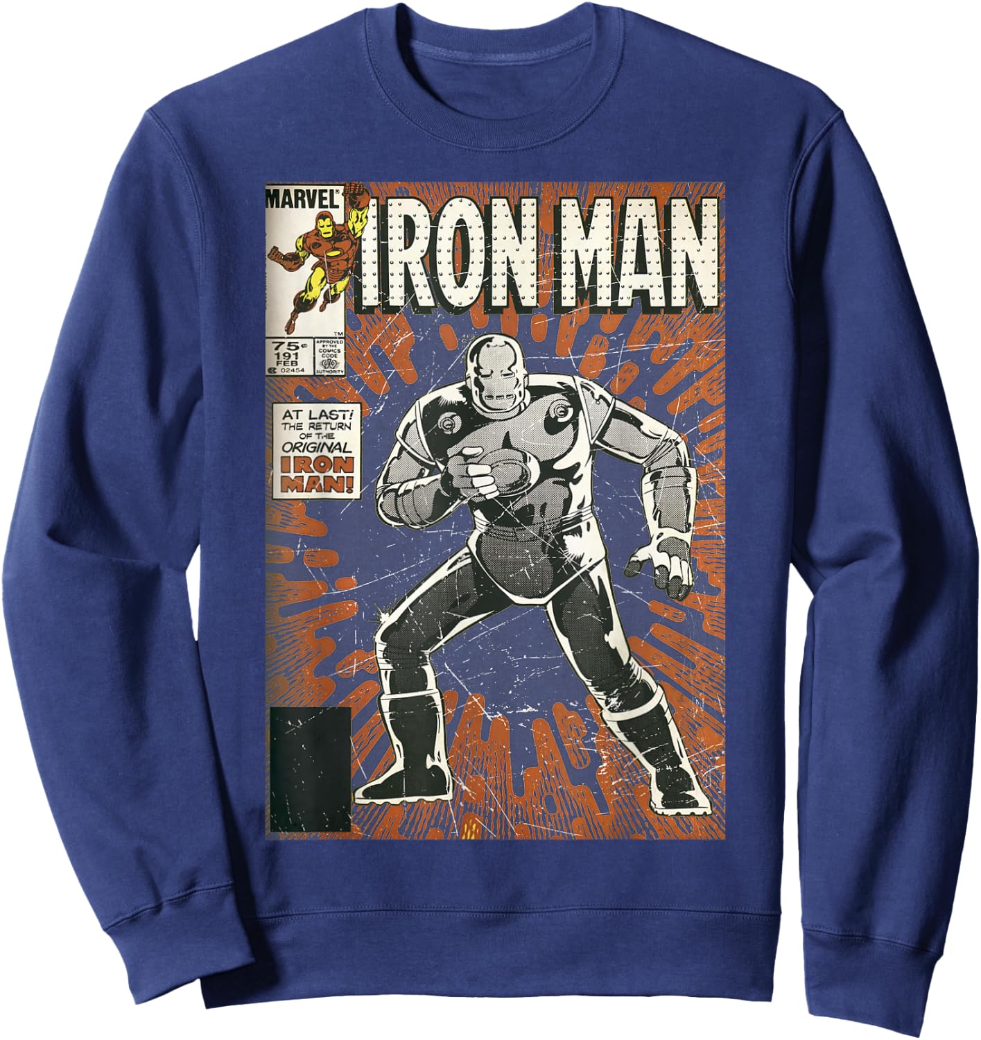 Marvel Avengers Iron Man Original Old School Comic Cover Sweatshirt - Sweatshirt | Navy