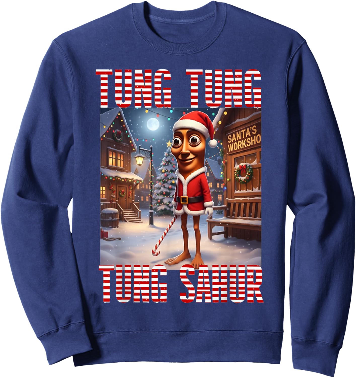 Tung Tung Tung Sahur - Merry Christmas Xmas Brainrot Sweatshirt - Sweatshirt | Navy