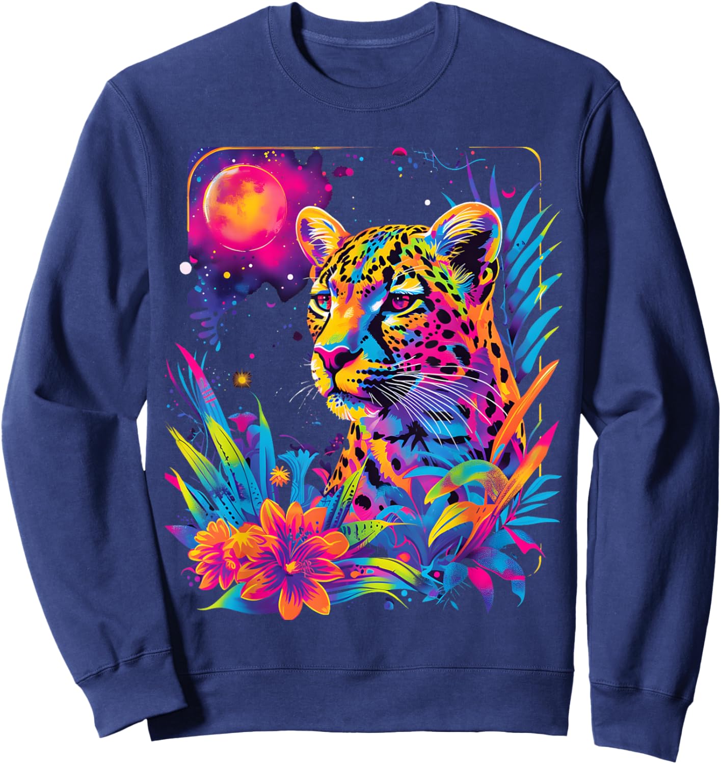 Jaguar Colorful Rainbow Vibrant Graphic Sweatshirt - Sweatshirt | Navy
