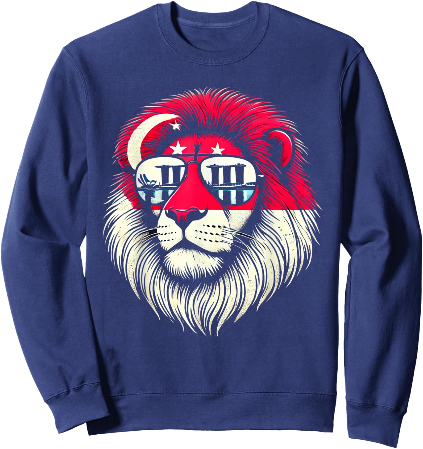 Republic of Singapore Lion Singaporean Flag Sweatshirt - Sweatshirt | Navy
