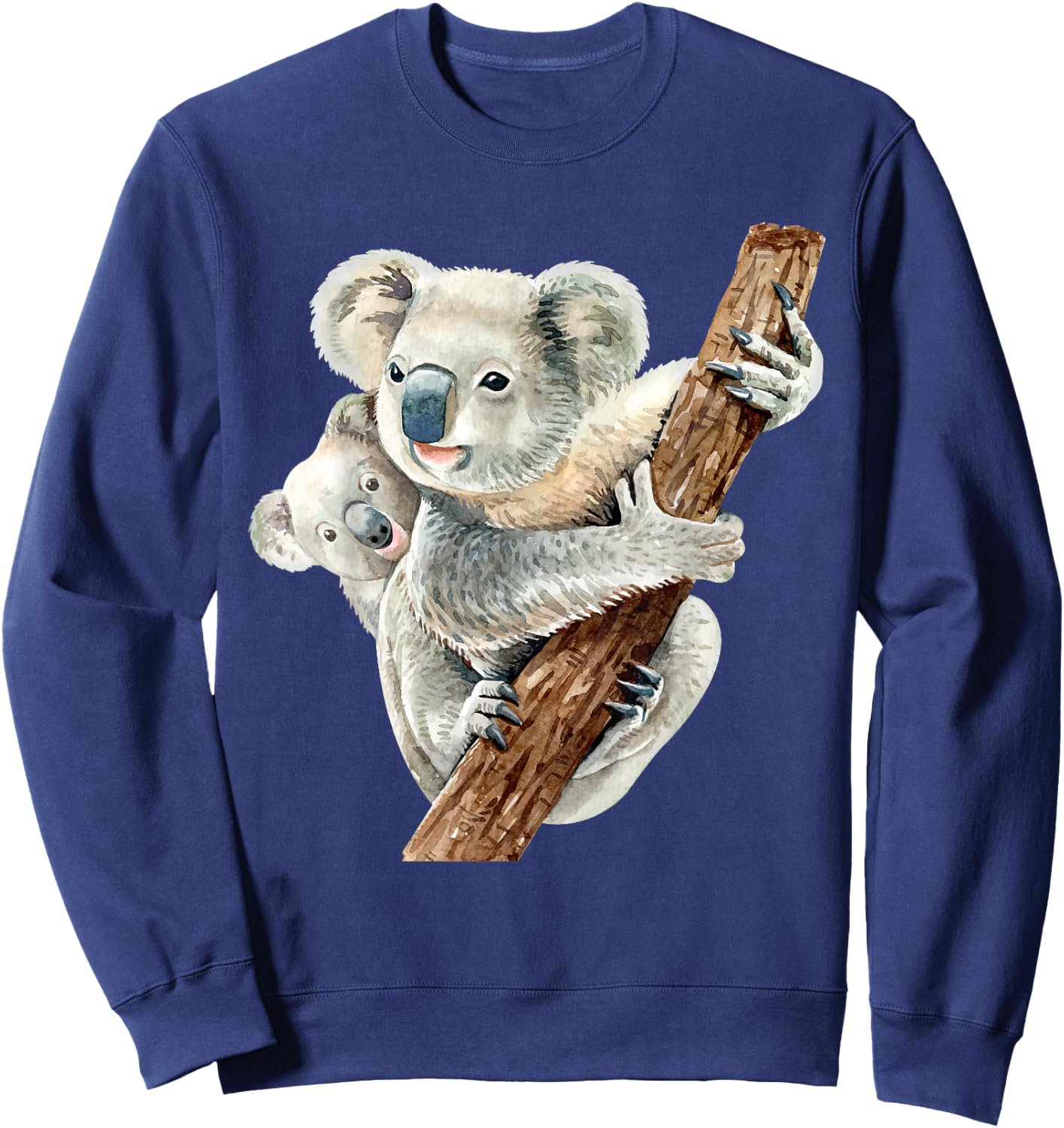 Cute Koala Bear and Baby Realistic Watercolor Sweatshirt - Sweatshirt | Navy