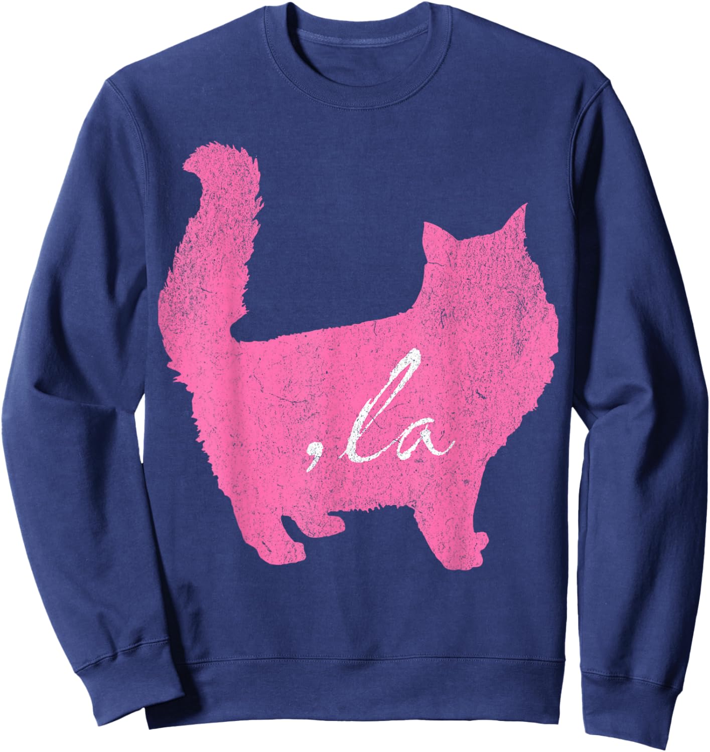 la/ Comma la/Comma la in A Pink Cat Silhouette Women Girls Kids Sweatshirt - Sweatshirt | Navy