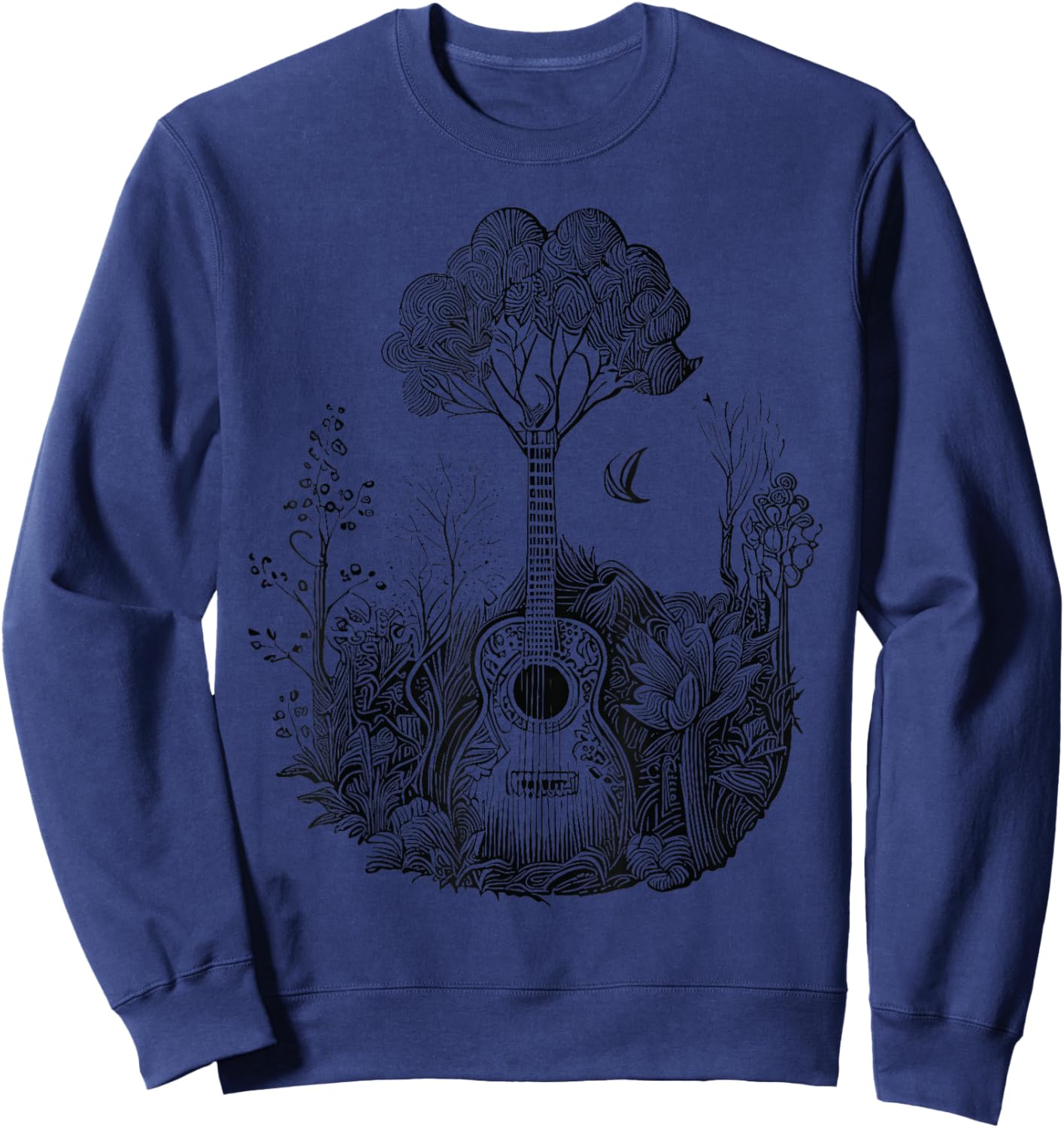 Acoustic Guitar With Plants And Trees Guitarist Sweatshirt - Sweatshirt | Navy
