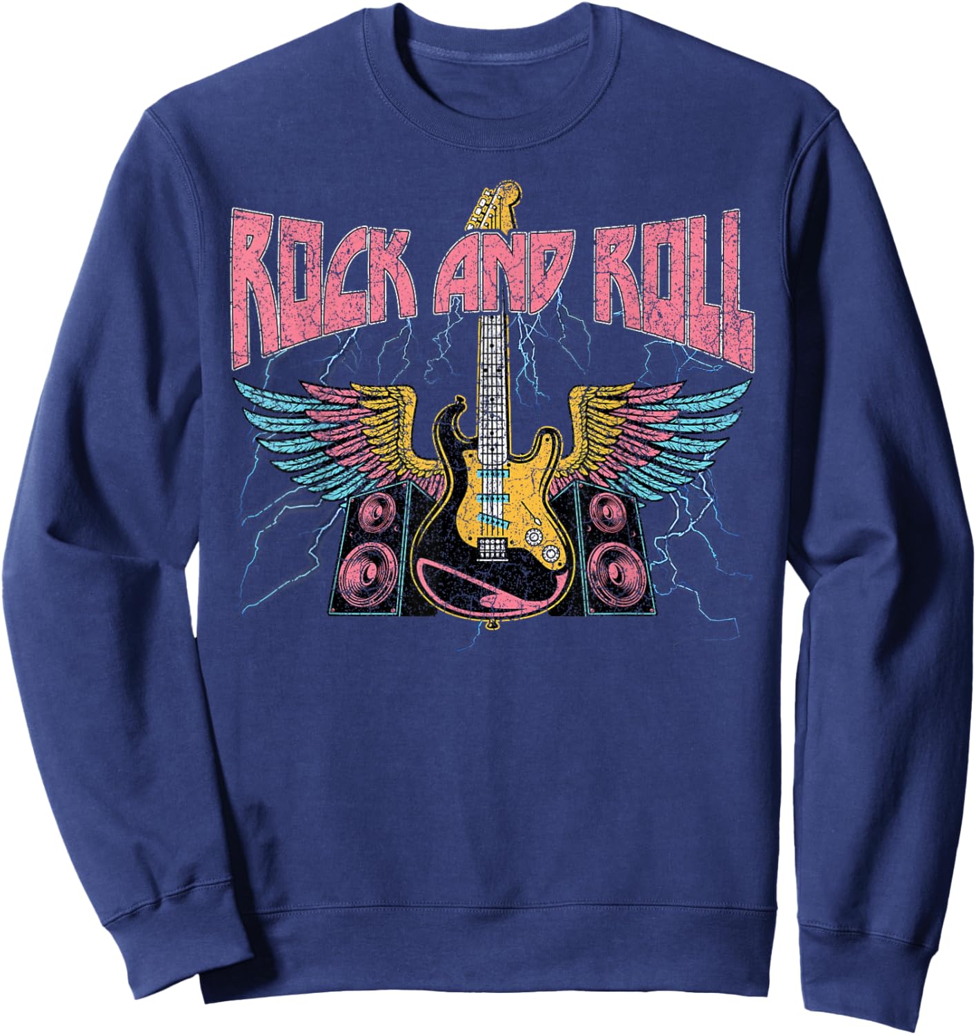 Rock and Roll Guitar Player Musicians Sweatshirt - Sweatshirt | Navy