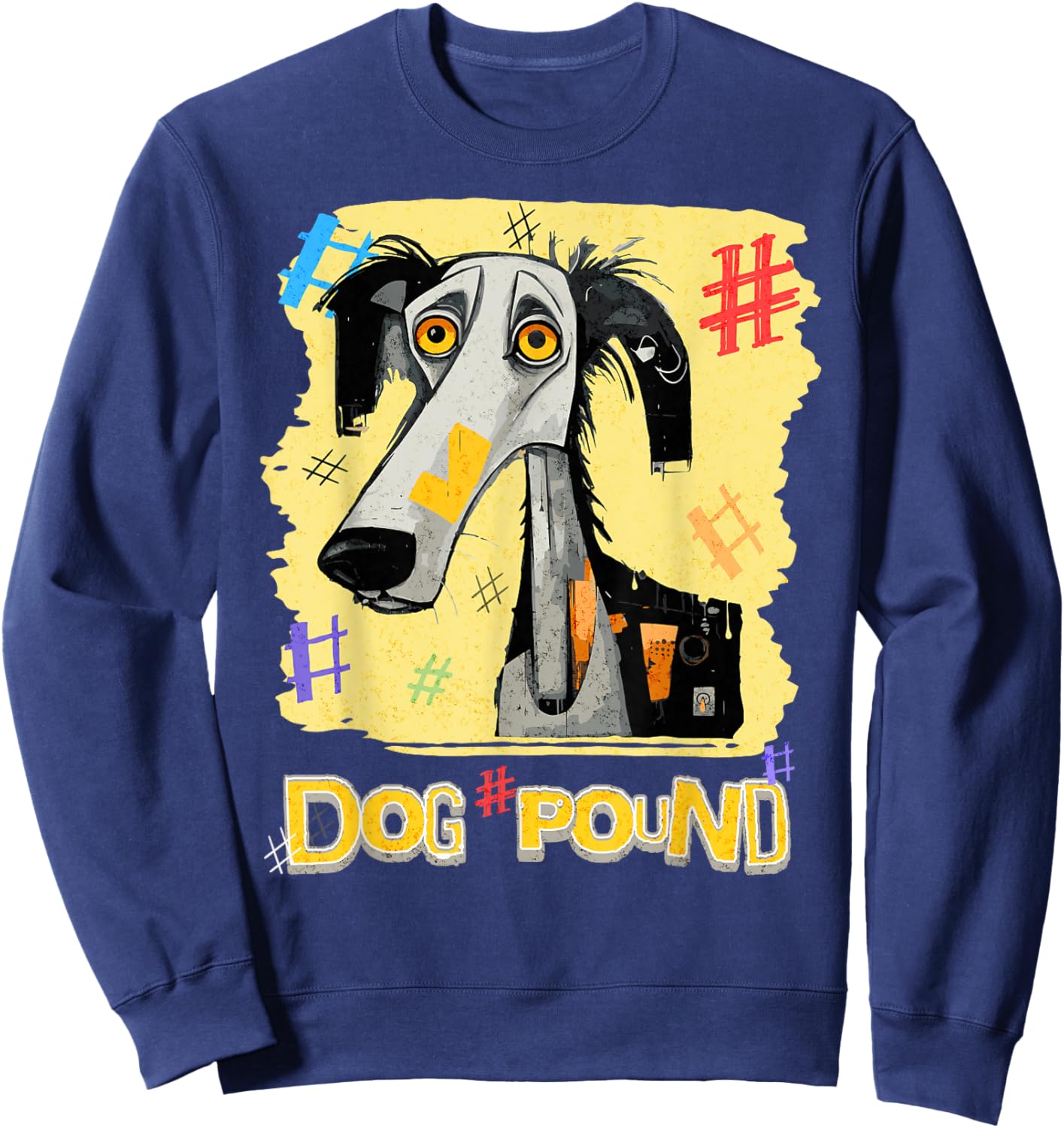 Confused Dog Worried About The Pound Sign Fun Pun Wordplay Men Women Sweatshirt - Sweatshirt | Navy