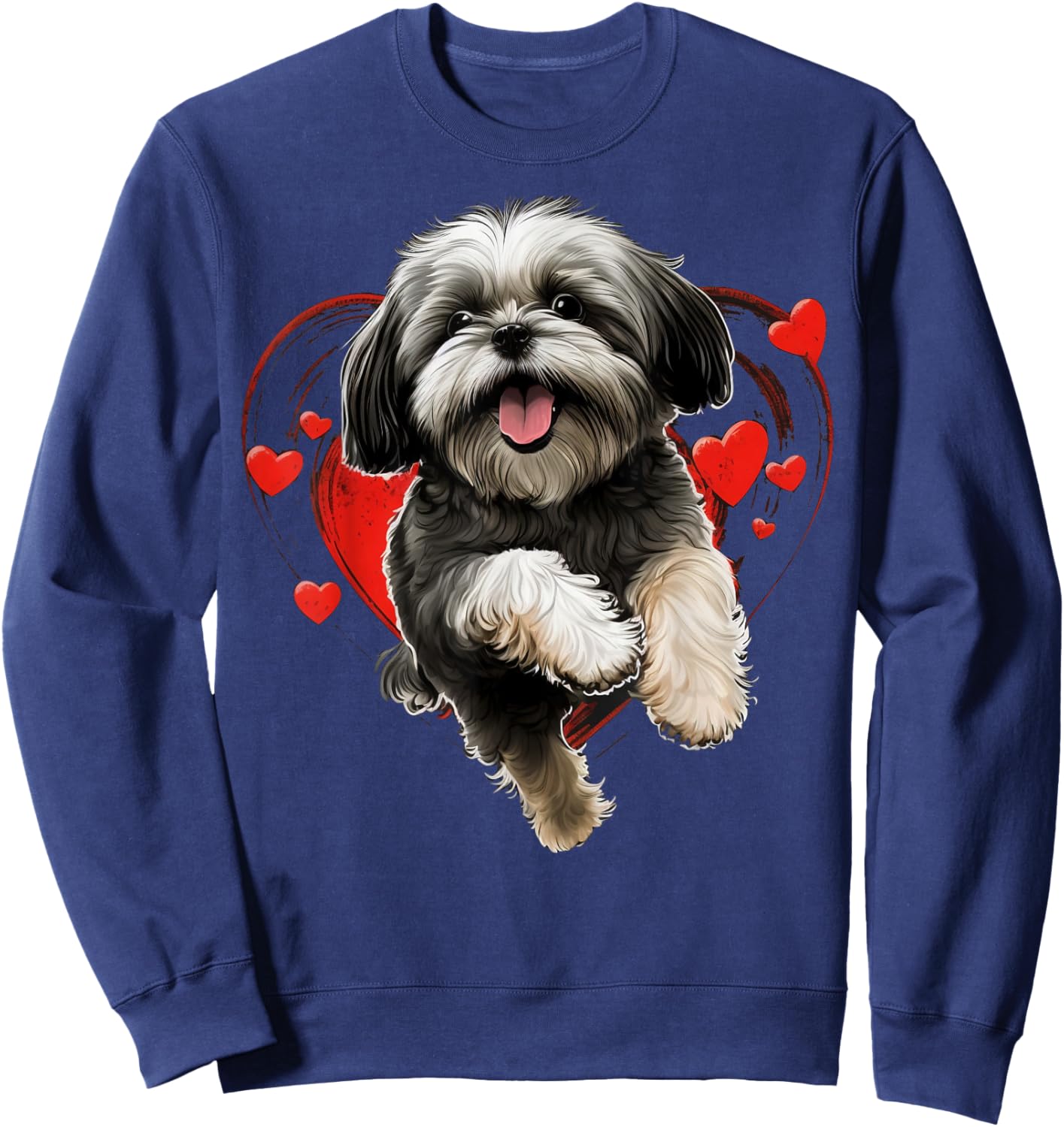 Shih Tzu Love Heart for Valentines Day on Shih Tzu Lover Sweatshirt - Sweatshirt | Navy