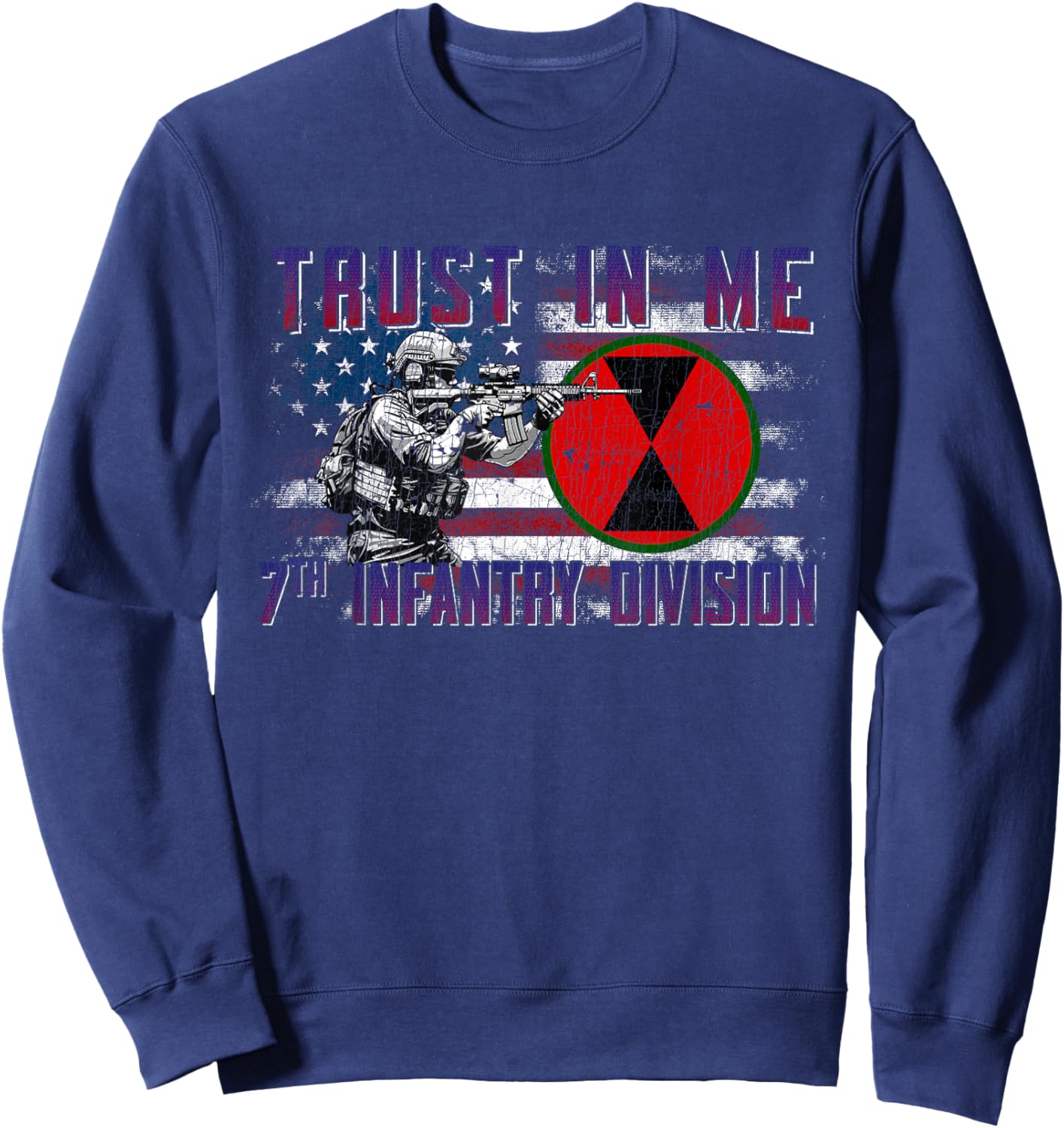 7th Infantry Division 7th ID Trust In Me Bayonet Division Sweatshirt - Sweatshirt | Navy