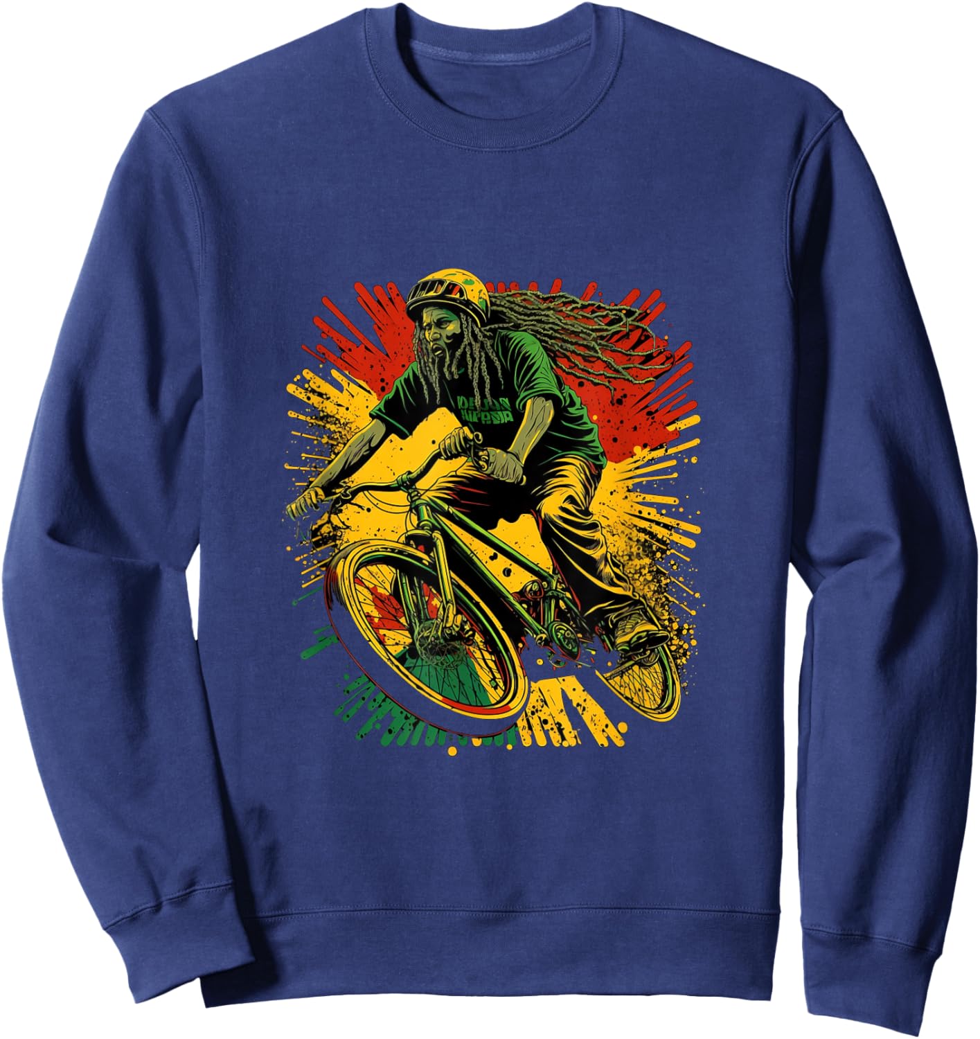 Cycling BMX Bike Rasta Cyclist Biking Sweatshirt - Sweatshirt | Navy