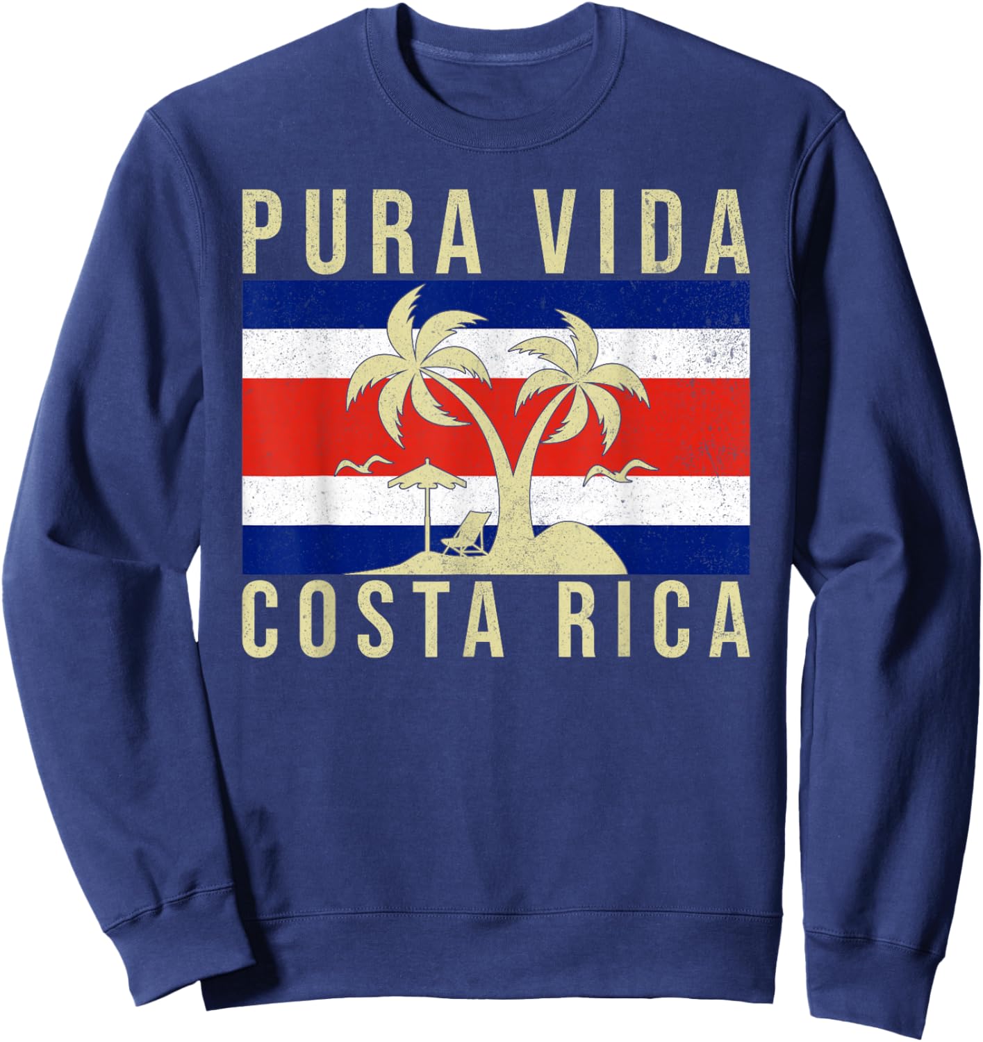 Vintage Family Vacation Costa Rica Flag Pura Vida Beach Sweatshirt - Sweatshirt | Navy