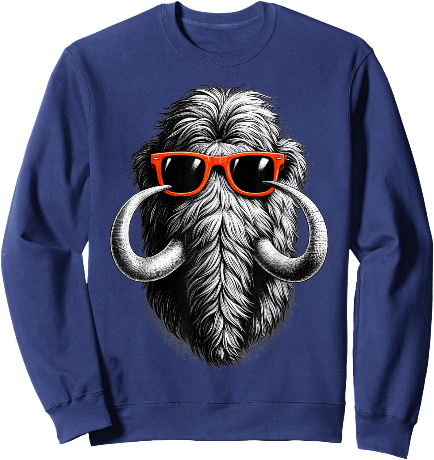 Cool Woolly Mammoth Wearing Sunglasses Graphic Art Sweatshirt - Sweatshirt | Navy