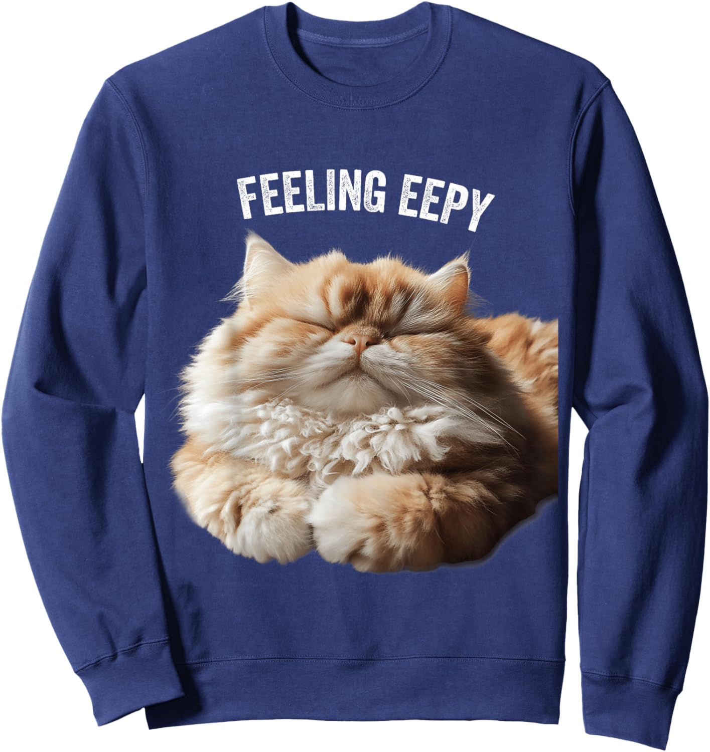 Eepy Cat, Silly Sleepy Cat Meme Cute fluffy cat lovers Sweatshirt - Sweatshirt | Navy