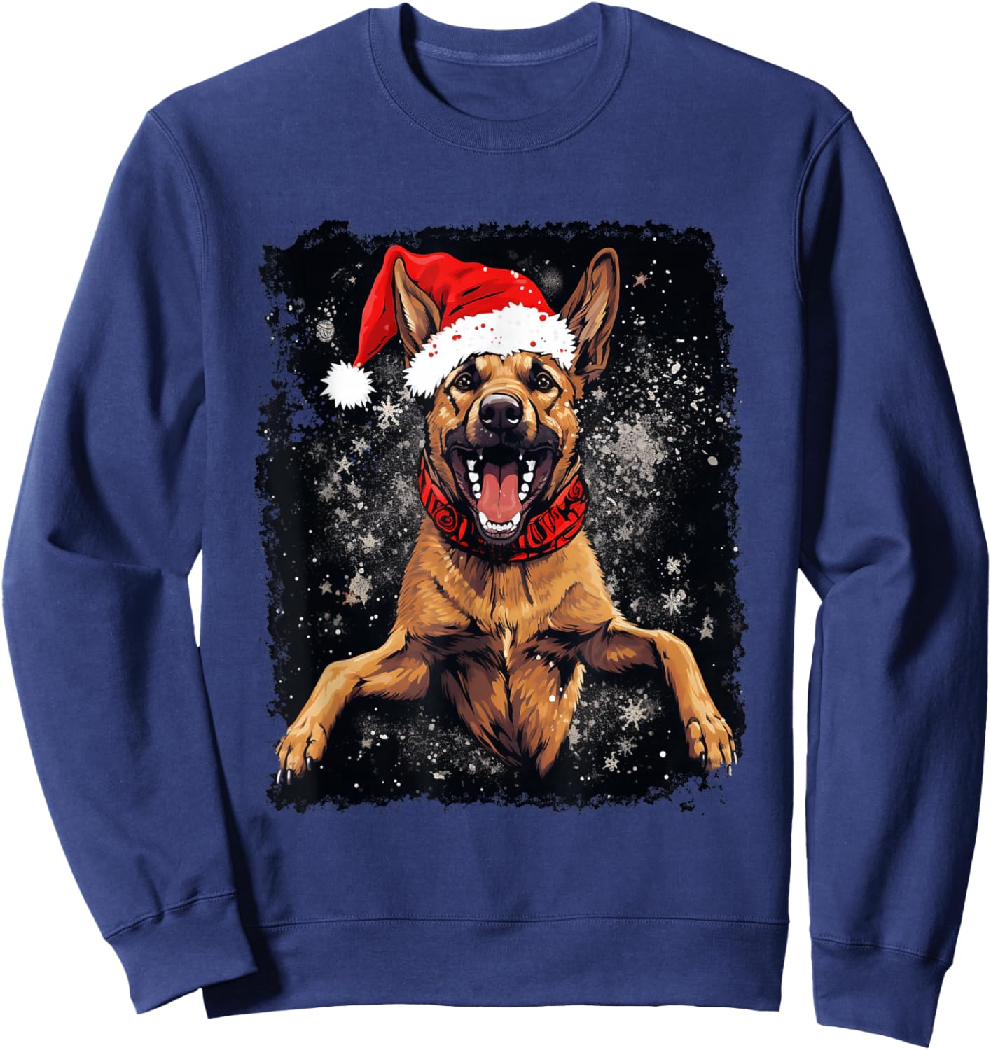 Christmas Dog Belgian Malinois Sweatshirt - Sweatshirt | Navy