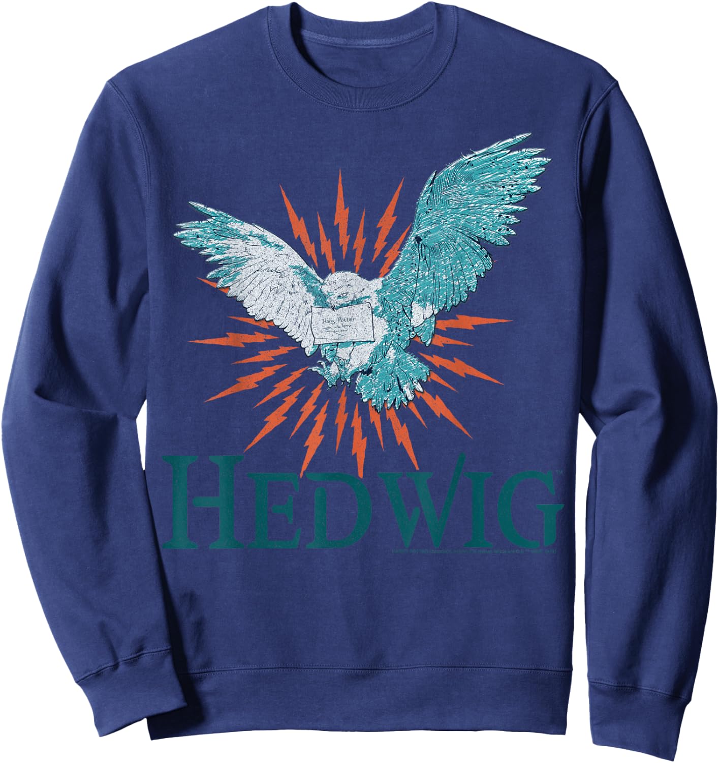 Harry Potter Official Hedwig Portrait - Men's Adult Black Short Sleeve Graphic Applique - Small Sweatshirt - Sweatshirt | Navy