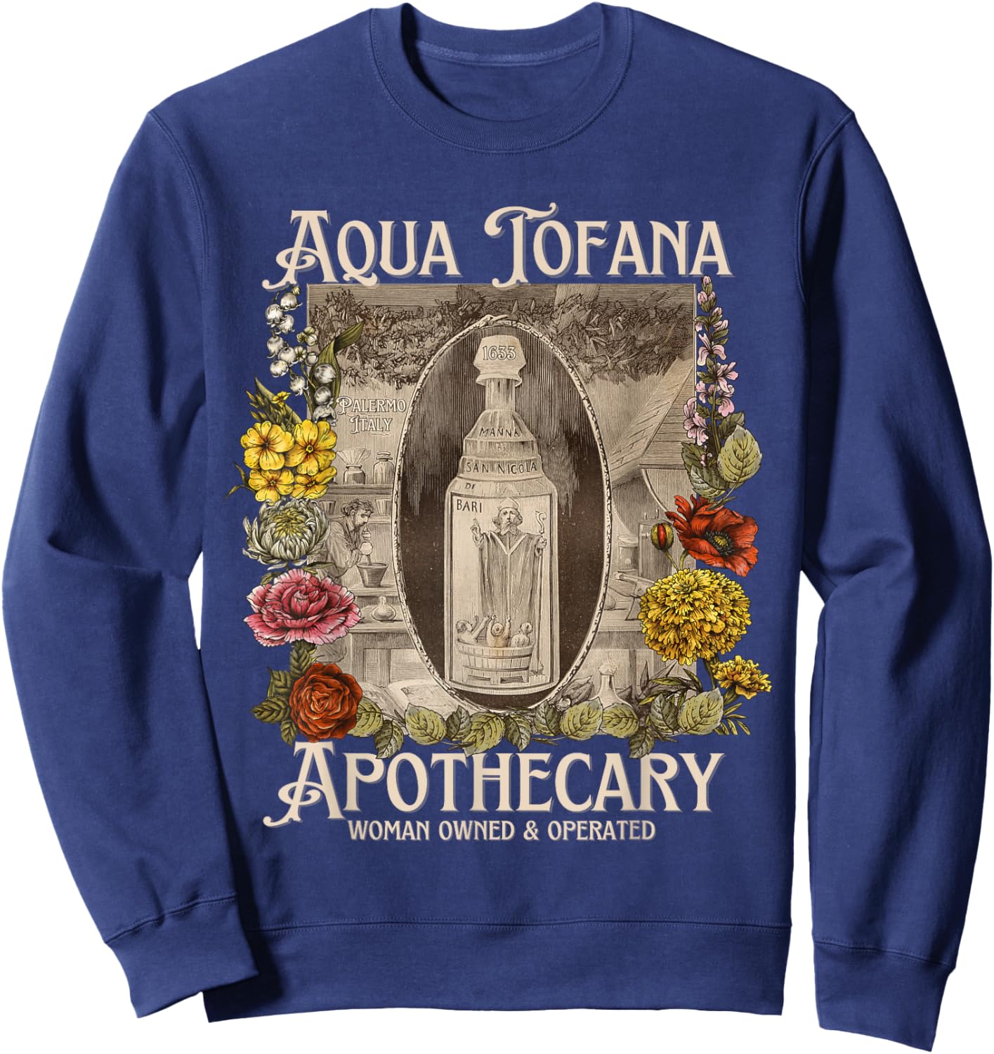 Vintage Aqua Tofana Apothecary Historical Feminist Mystery Sweatshirt - Sweatshirt | Navy