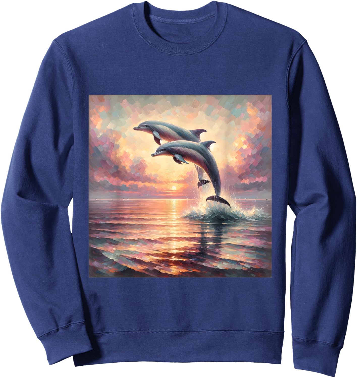 Dophin Shirt Women Kids Ocean Lover Sea Marine Life Sweatshirt - Sweatshirt | Navy