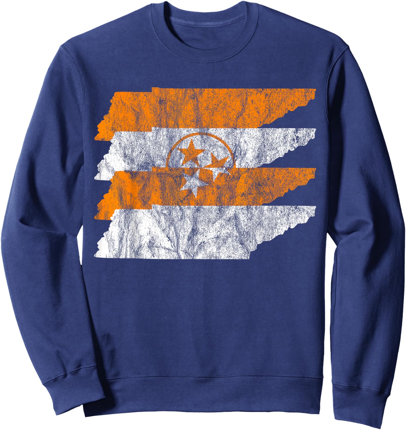 Distressed Vintage Tennessee State Flag Stars Outline Gift Sweatshirt - Sweatshirt | Navy