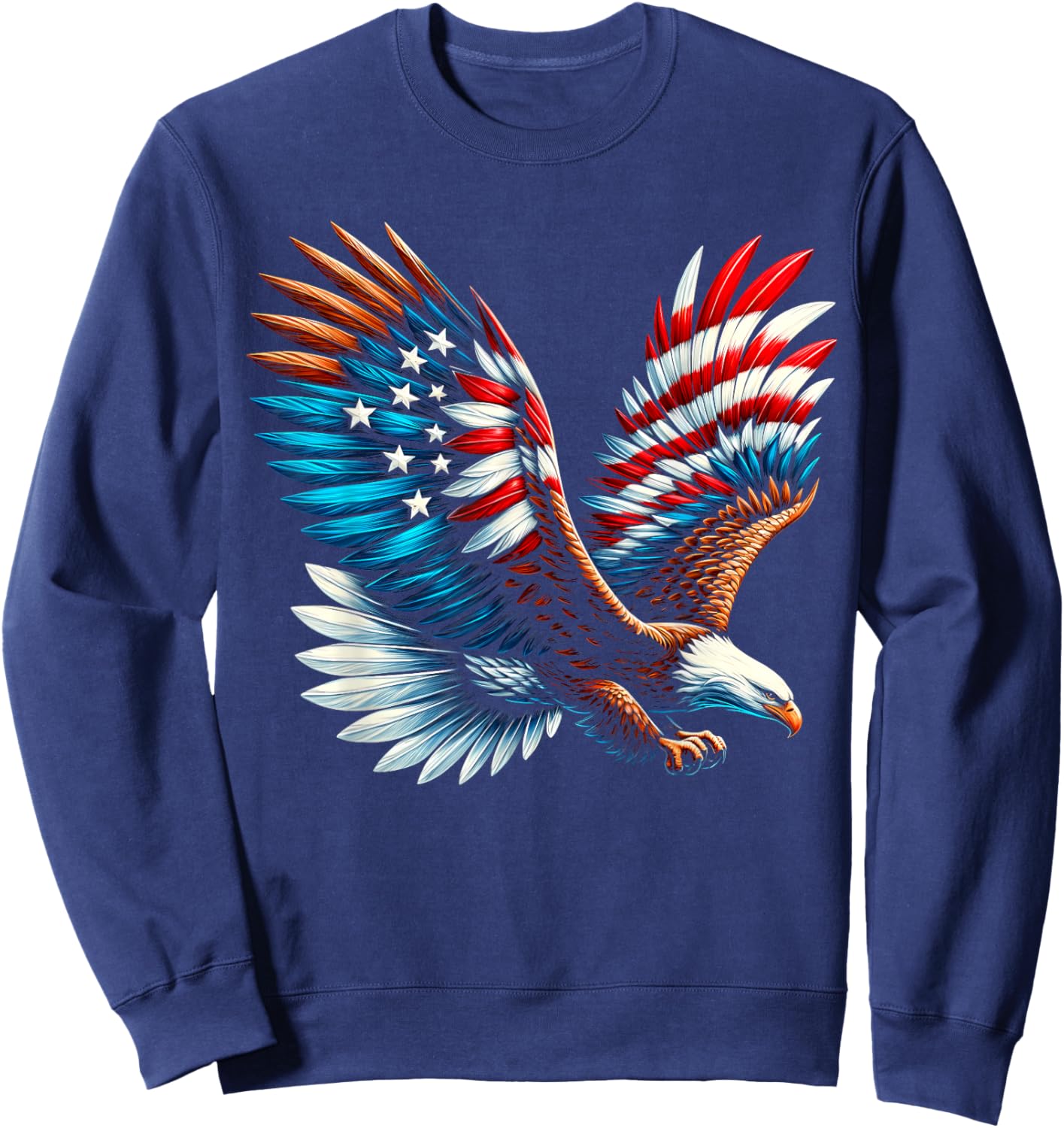 Bald Eagle & Patriotic American Flag 4th Of July Sweatshirt - Sweatshirt | Navy