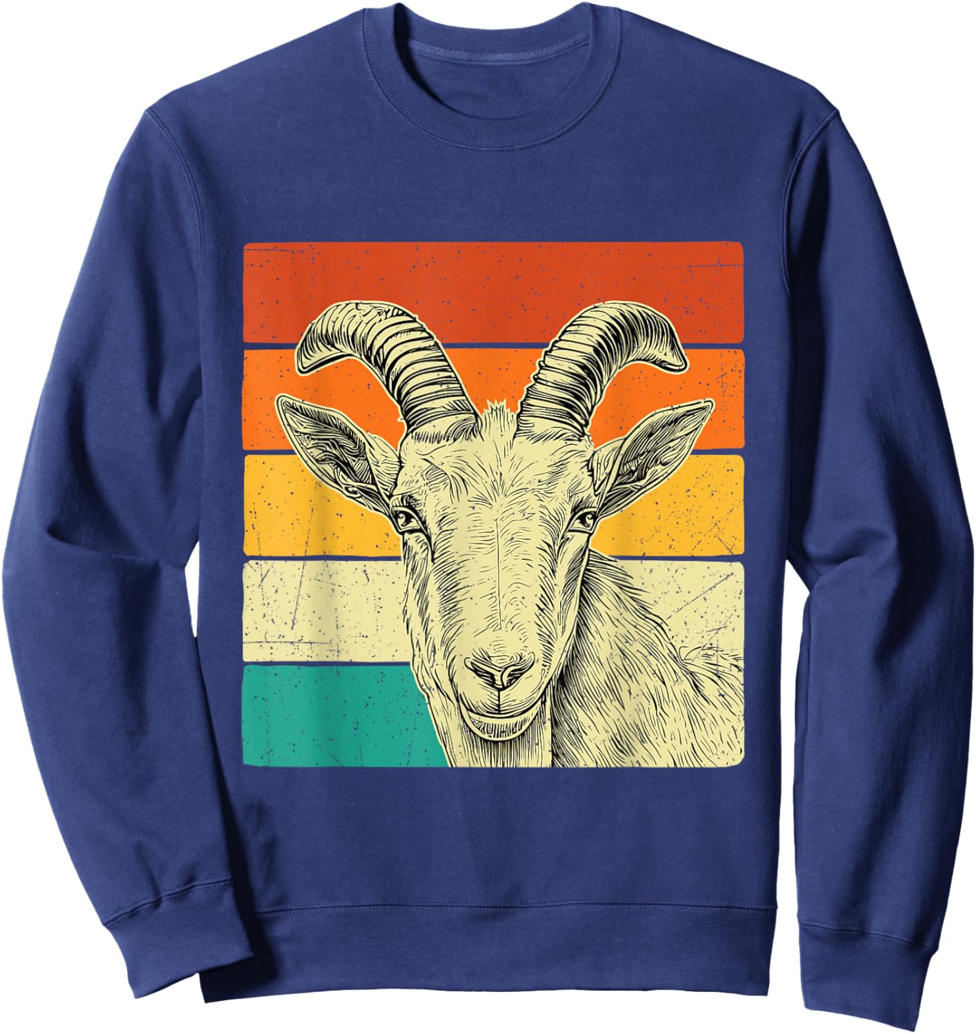 Retro Vintage Goat - Goats Farm Animal Lover Farmer Rancher Sweatshirt - Sweatshirt | Navy