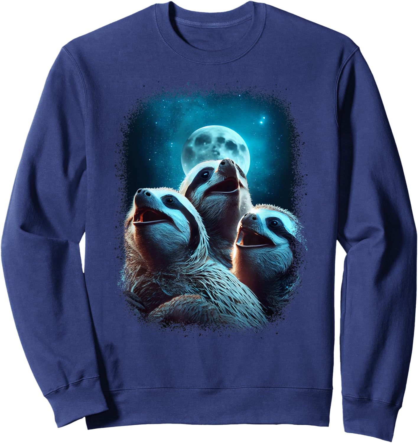 Sloth Howling At The Moon Funny Wild Animal Pet Sloth Lover Sweatshirt - Sweatshirt | Navy