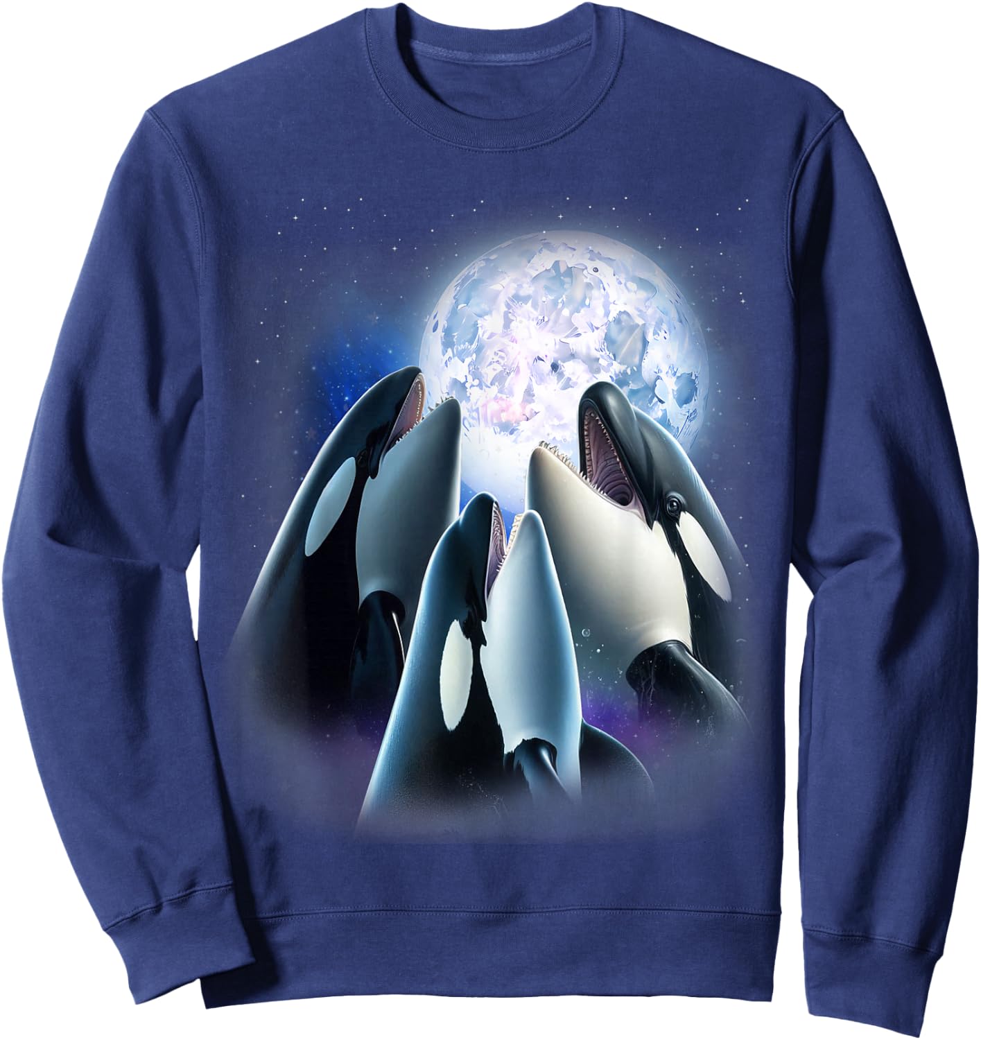 3 Orcas Howling At The Moon Funny Killer Whale Orca Lover Sweatshirt - Sweatshirt | Navy