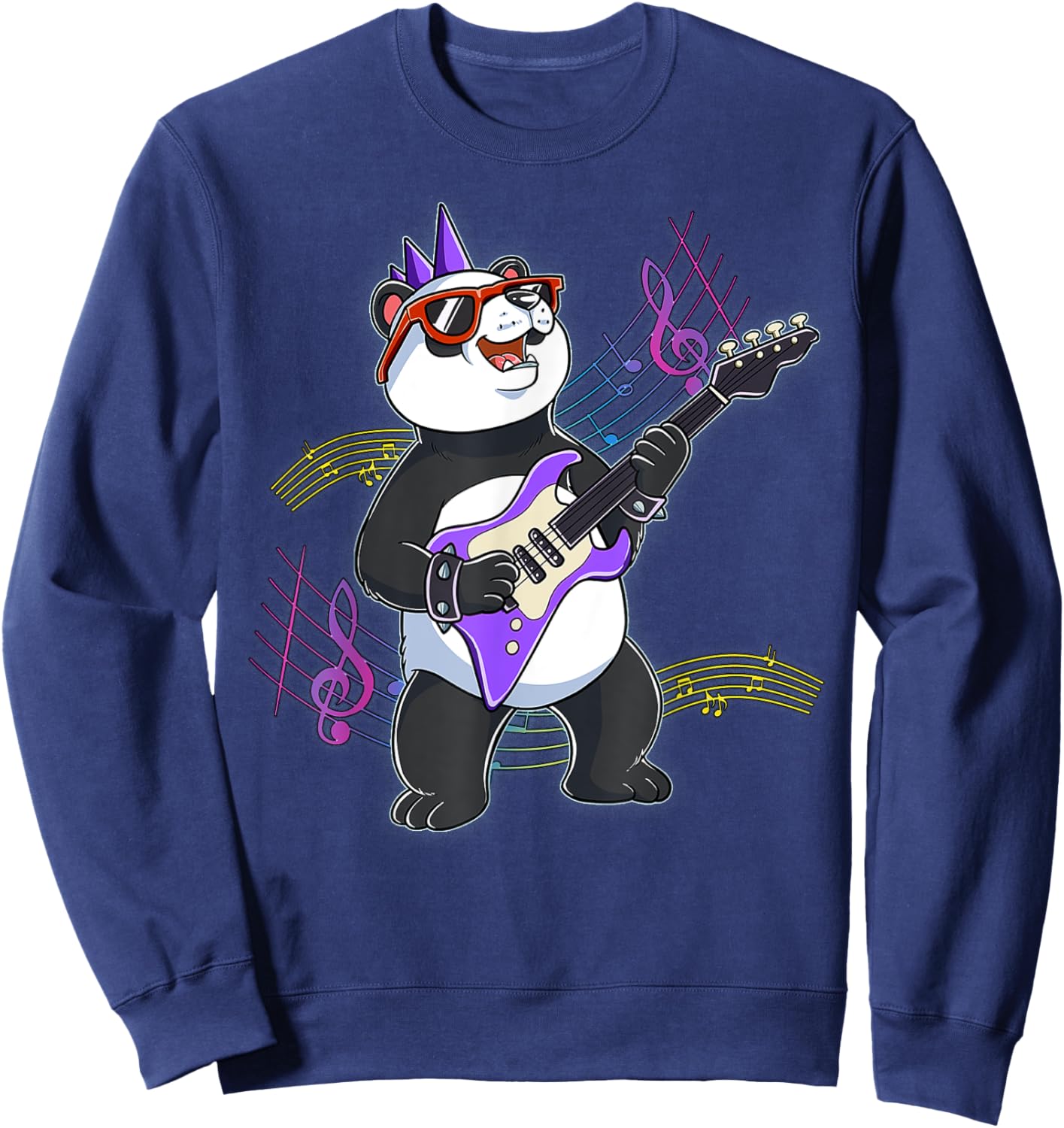 Panda Guitar Rockstar Sweatshirt - Sweatshirt | Navy