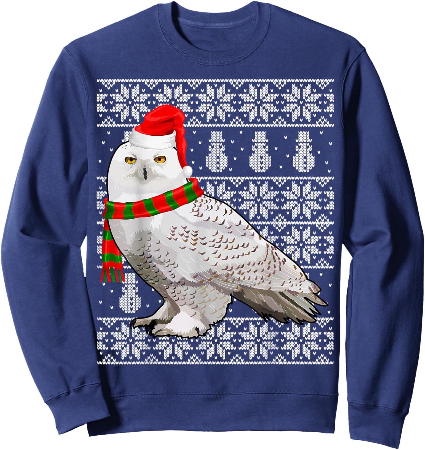 Bird Xmas Santa Hat Snowy Owl Ugly Christmas Sweatshirt - Sweatshirt | Navy