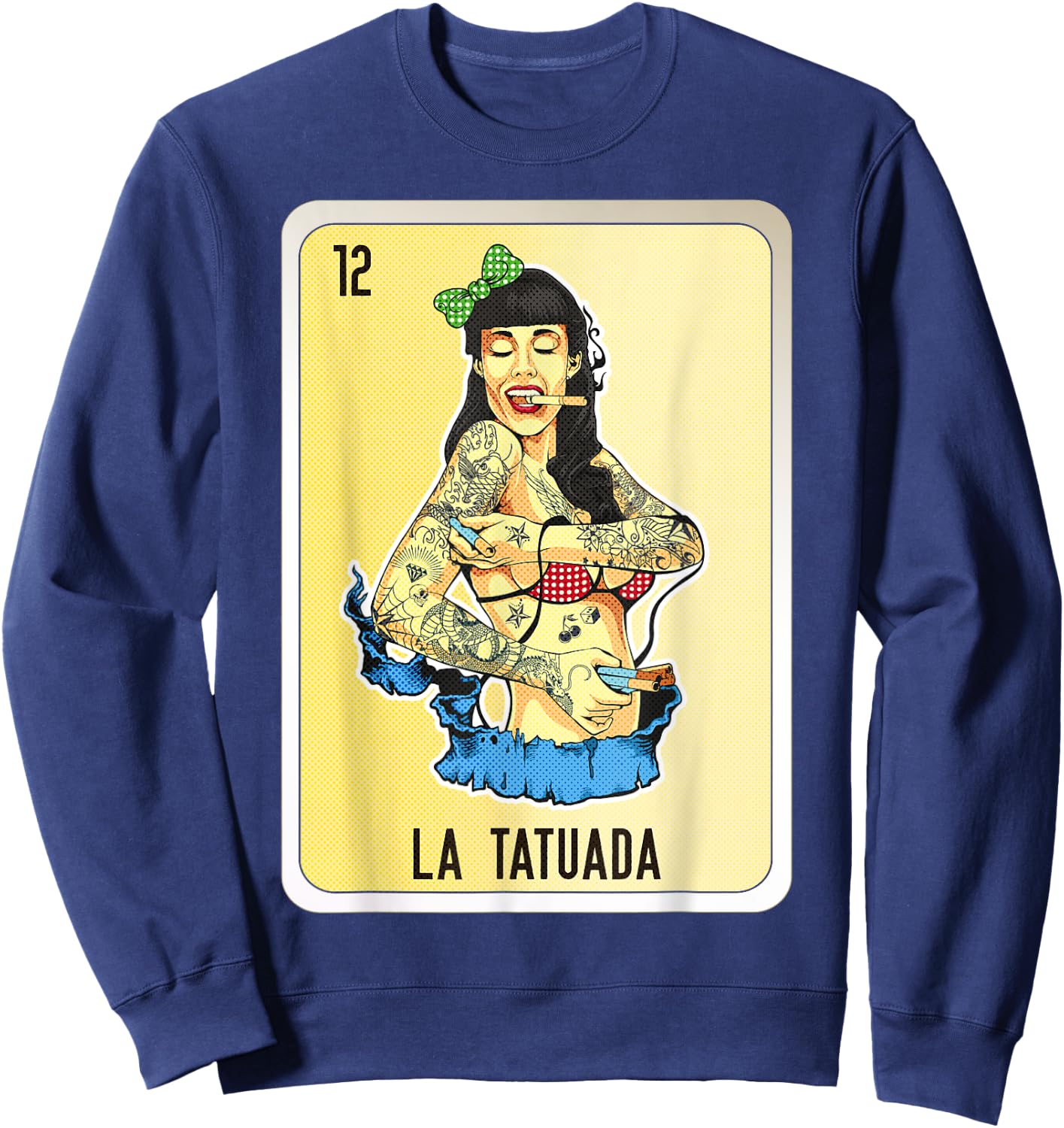 La Tatuada Mexican Slang Chicano Bingo Cards Sweatshirt - Sweatshirt | Navy