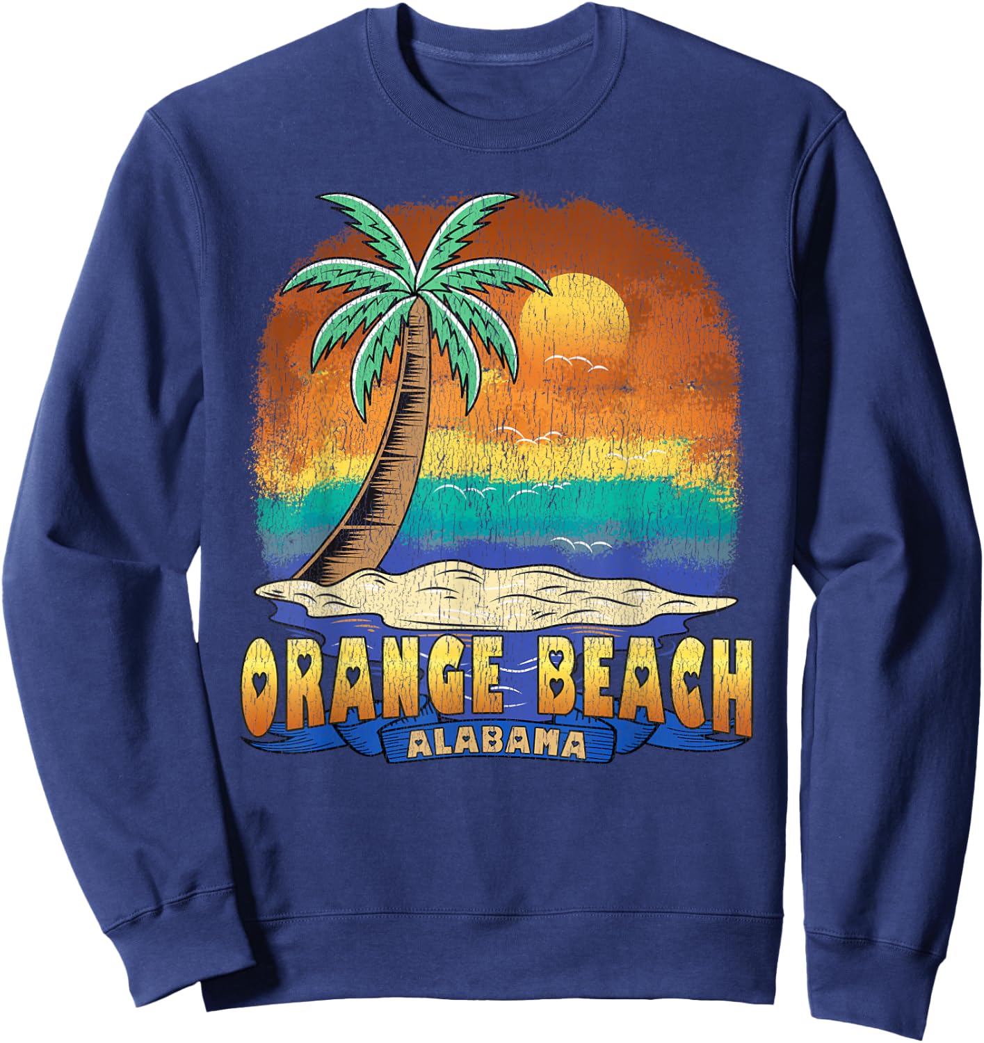ORANGE BEACH ALABAMA | Vintage Distressed Souvenir Sweatshirt - Sweatshirt | Navy