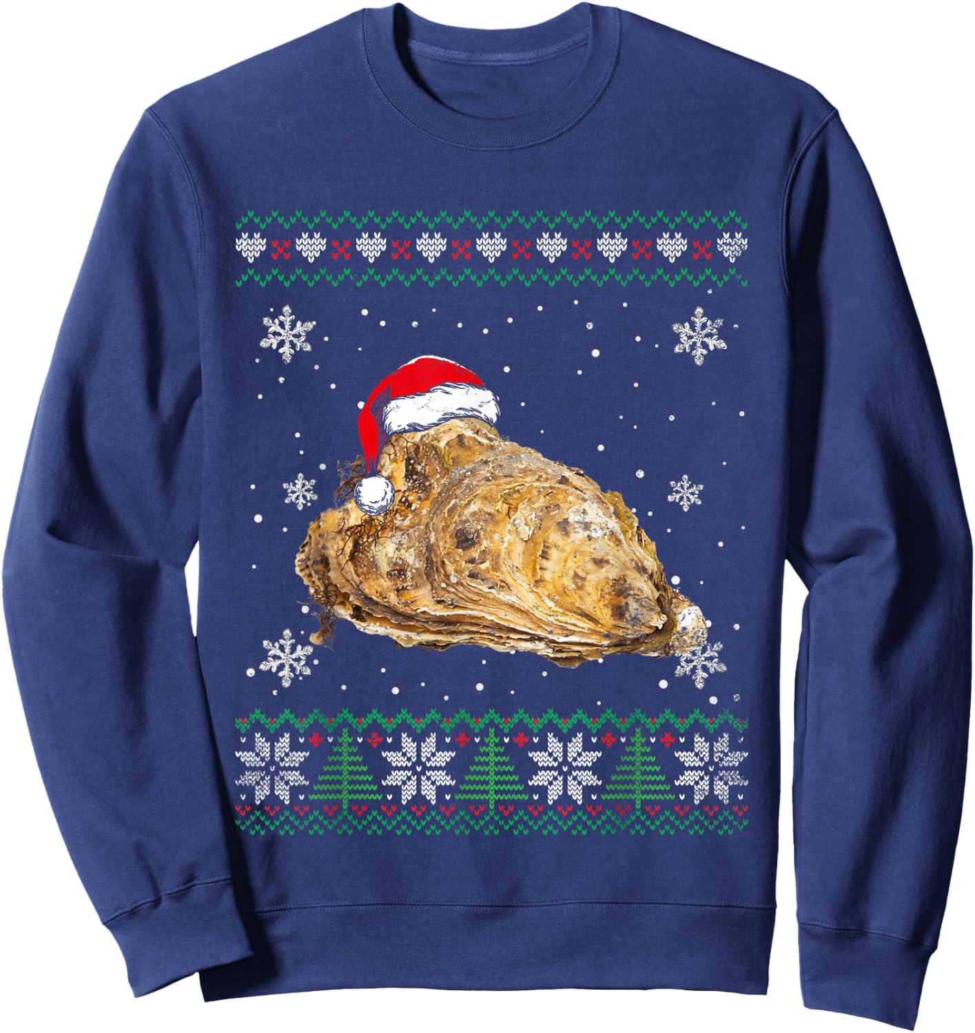 Santa Oyster Ugly Sweater Animals Christmas Pajama Sweatshirt - Sweatshirt | Navy