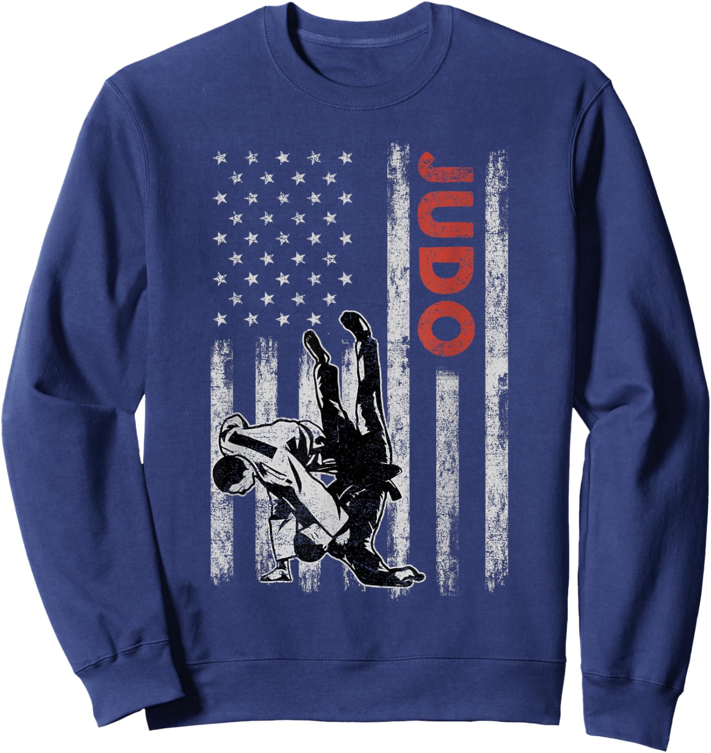 Judo Lovers Vintage American Flag 4th Of July Gift Sweatshirt - Sweatshirt | Navy