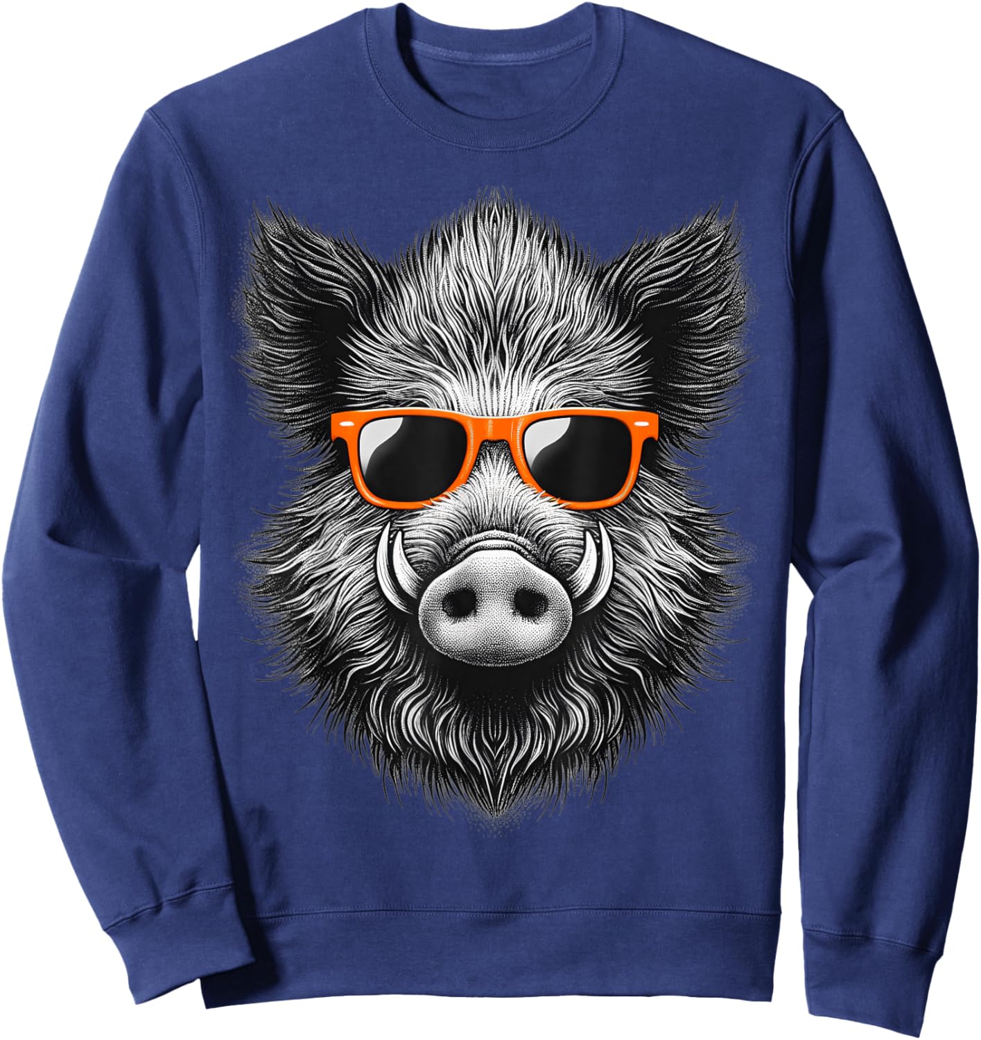 Cool Wild Boar Wearing Sunglasses Graphic Art Sweatshirt - Sweatshirt | Navy